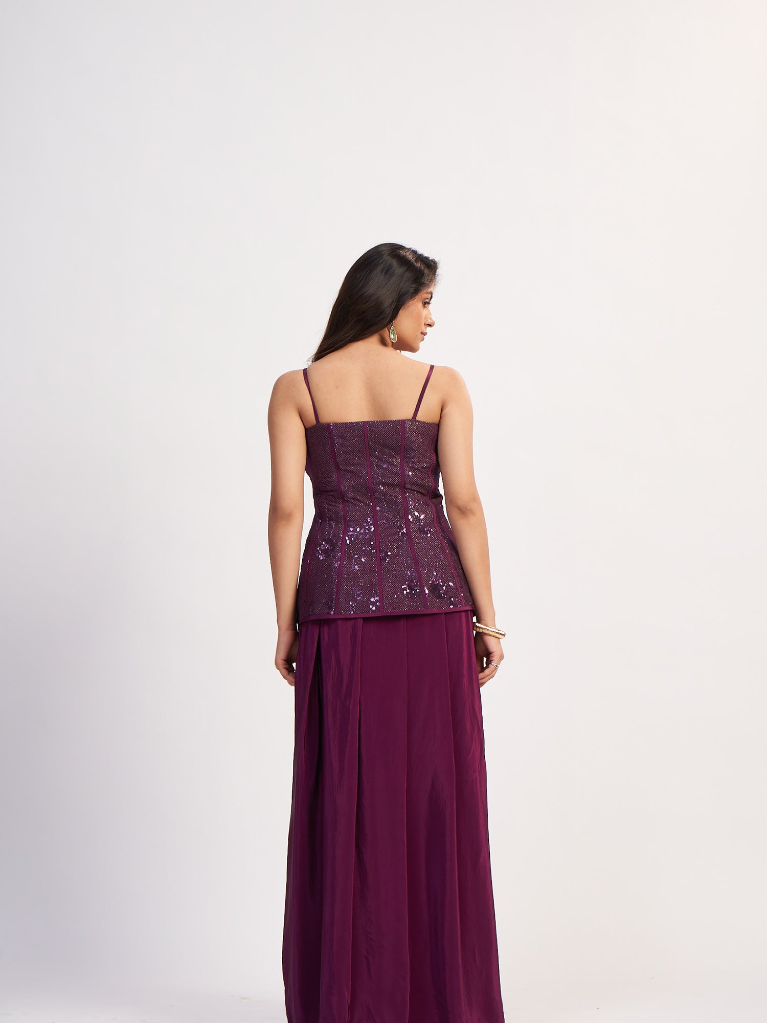 Royal Purple Indo-Western Pure Chinon