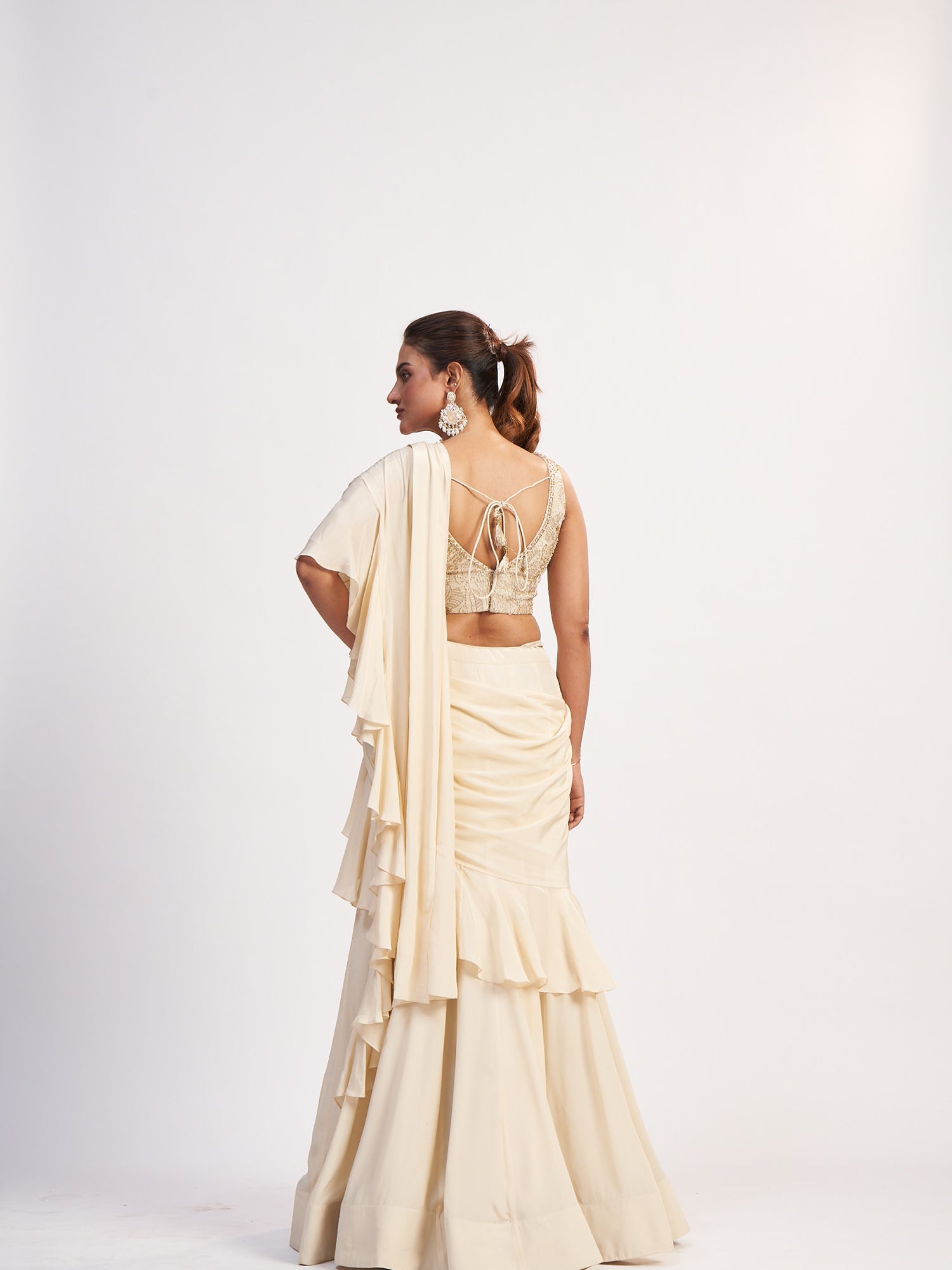 Off-White Indo-Western Pure Chinon Dress
