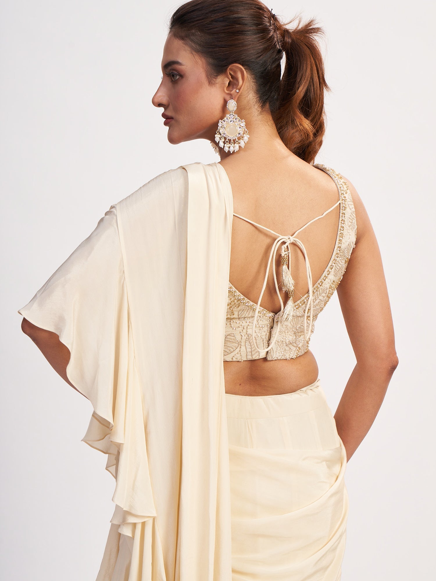 Off-White Indo-Western Pure Chinon Dress