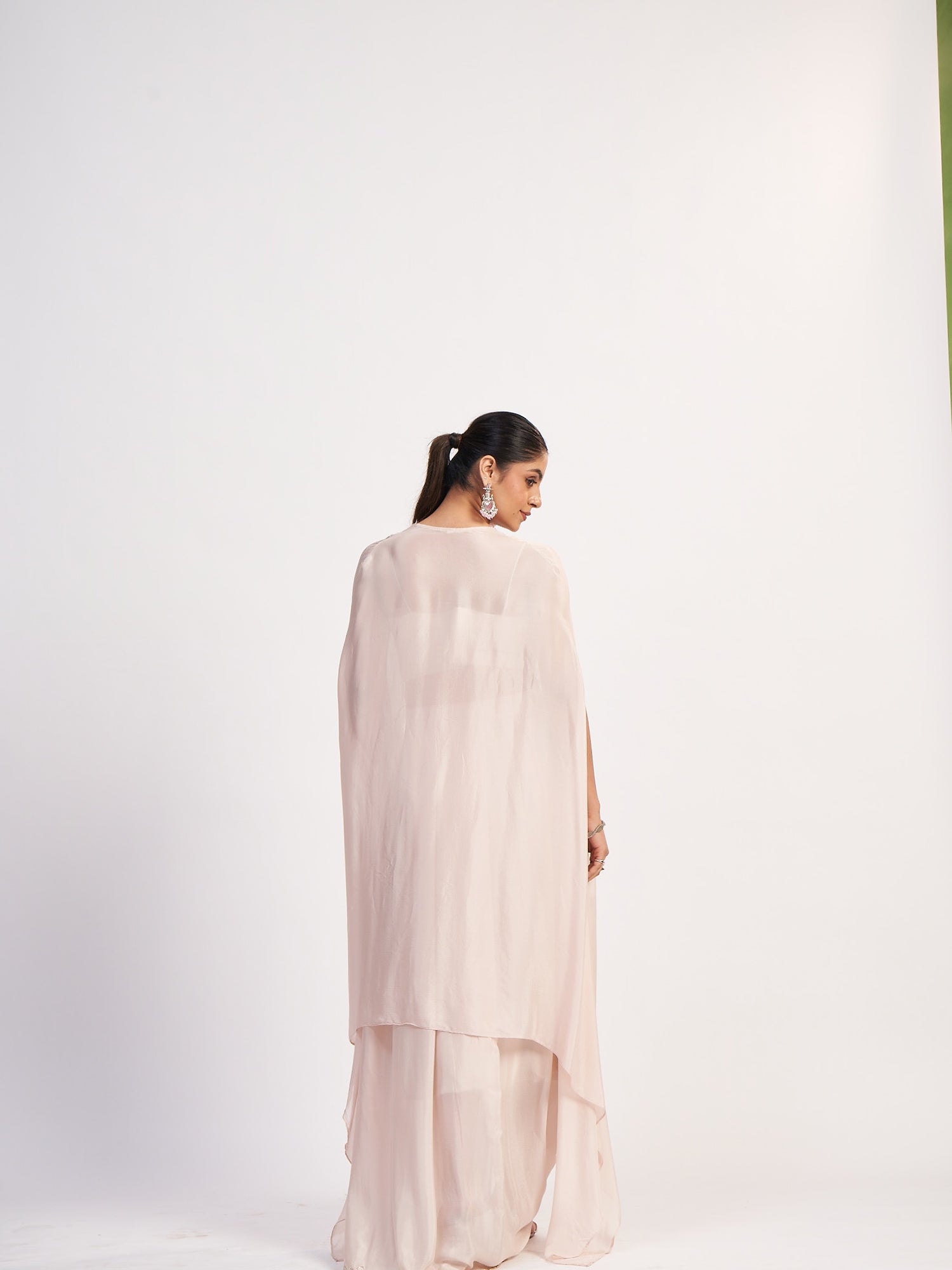 Light Pink Indo-Western Pure Chinon Dress
