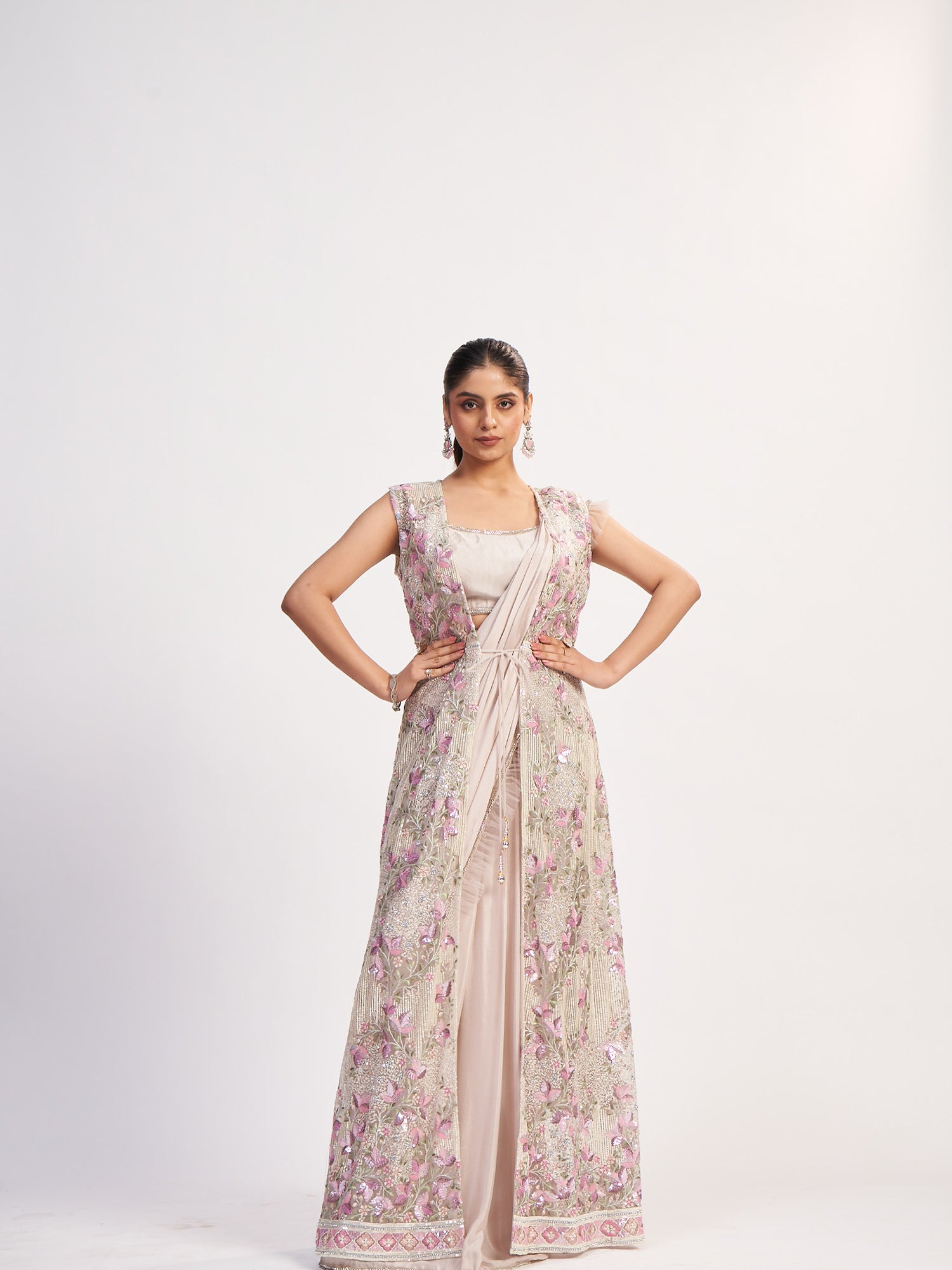 Vibrant Multi-Color Indo-Western Pure Chinon Dress