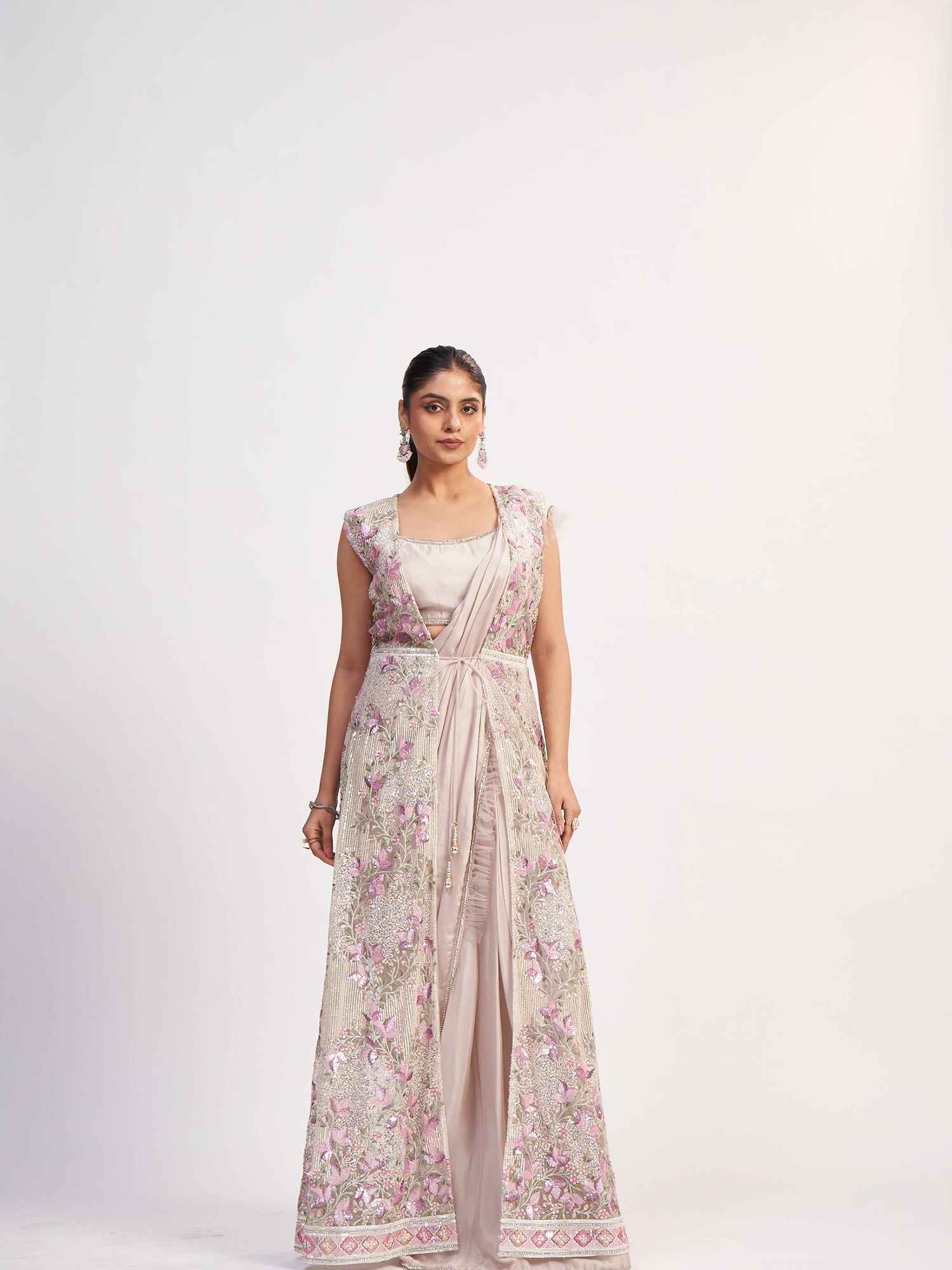 Vibrant Multi-Color Indo-Western Pure Chinon Dress