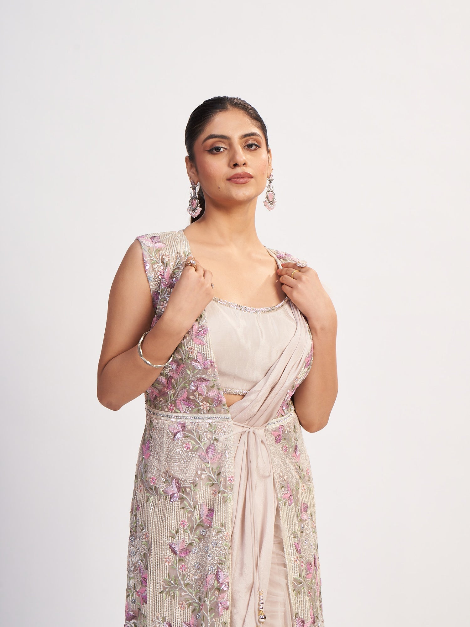 Vibrant Multi-Color Indo-Western Pure Chinon Dress