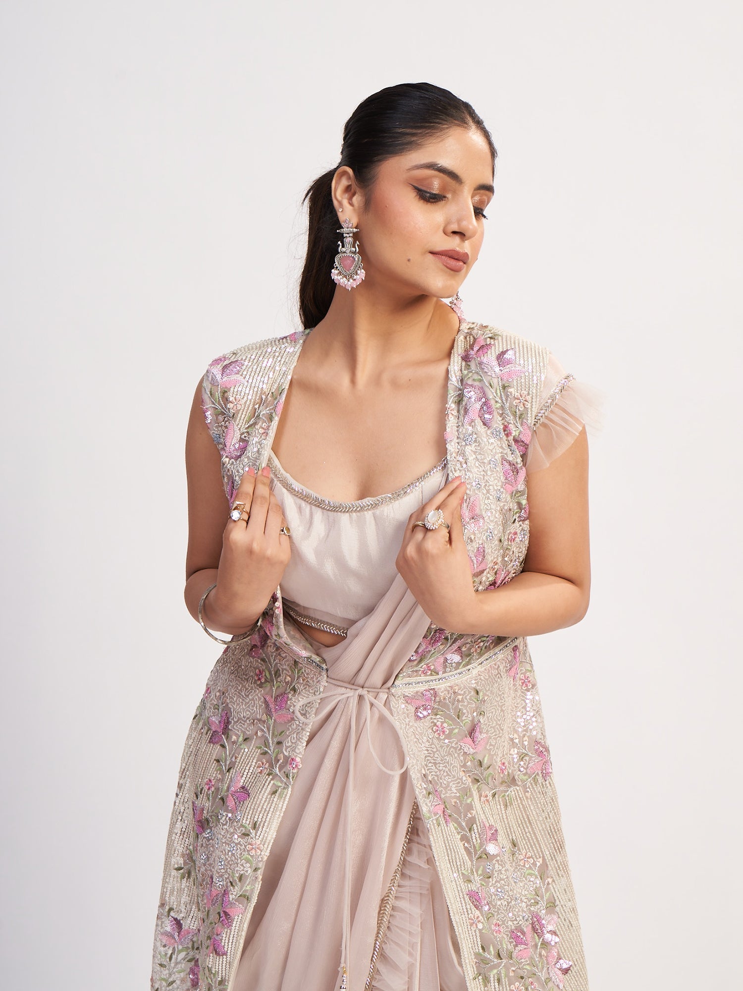 Vibrant Multi-Color Indo-Western Pure Chinon Dress