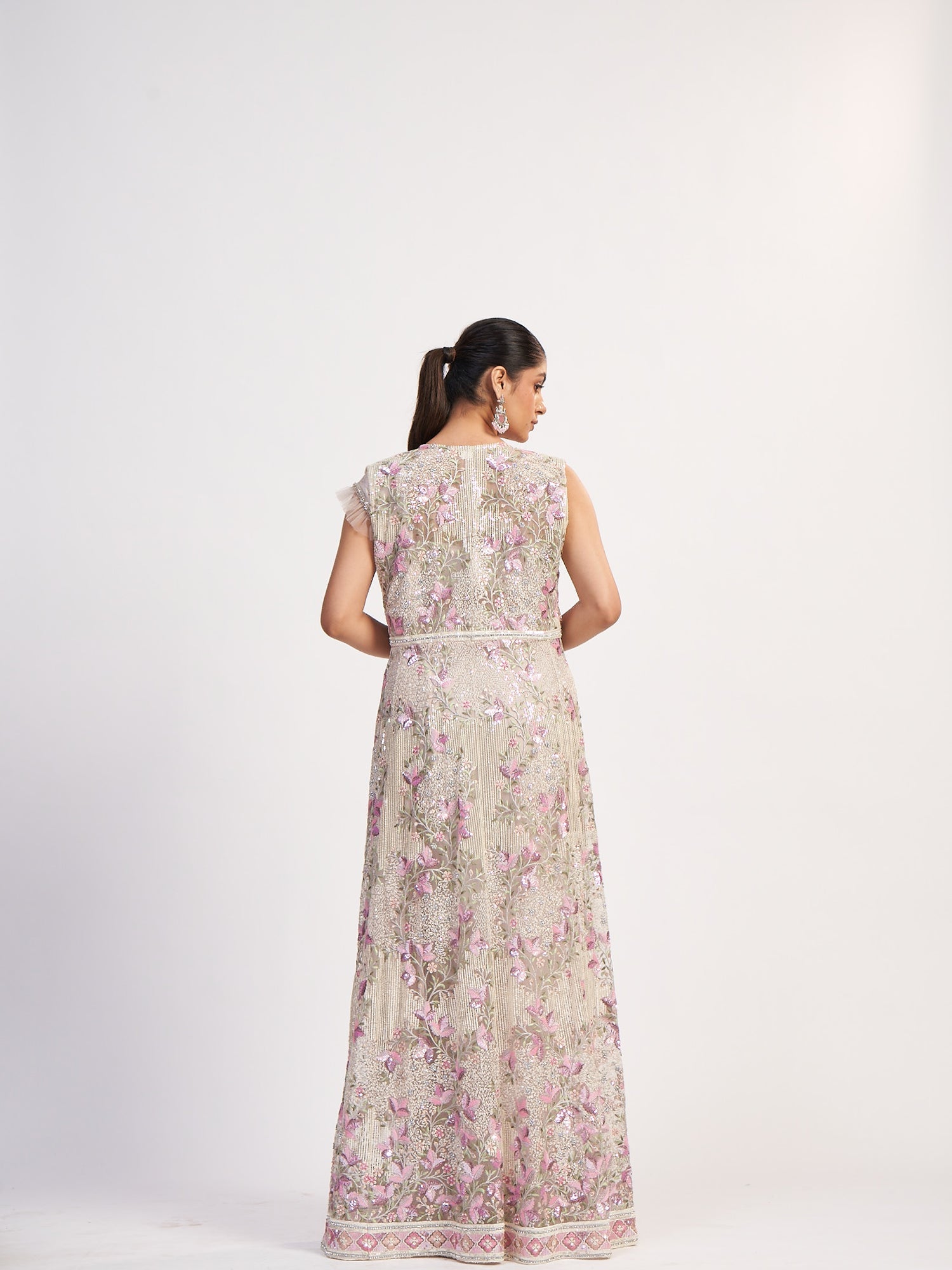 Vibrant Multi-Color Indo-Western Pure Chinon Dress