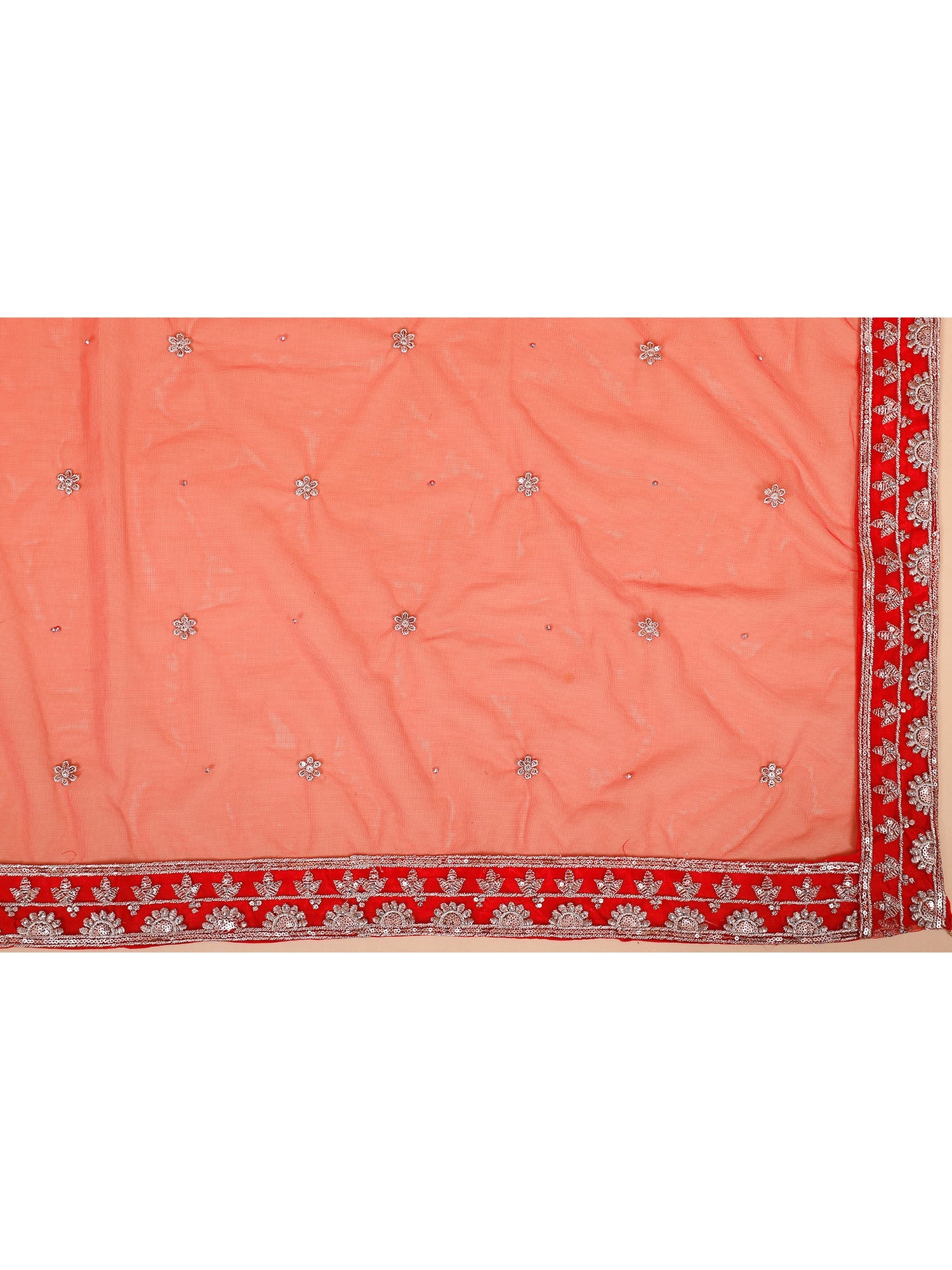 Red Net Lehenga with Jarkan Thread Embroidery