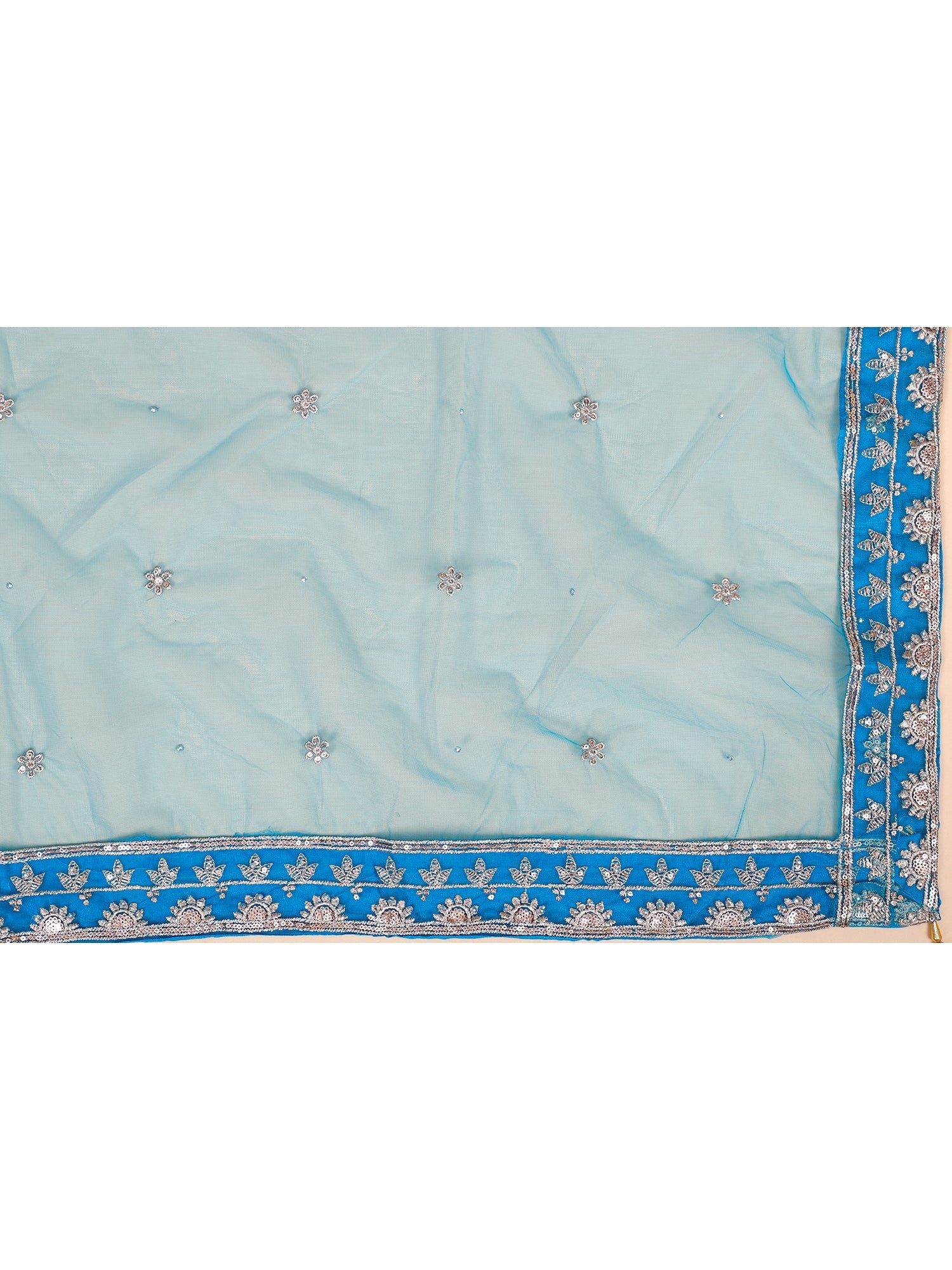 Blue Net Lehenga with Jarkan