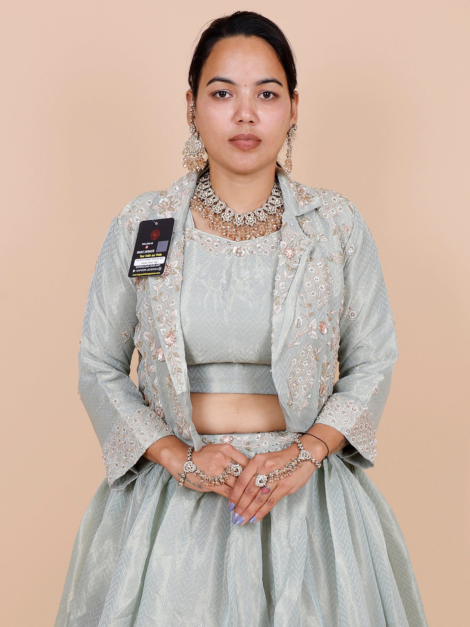 Grey Shimmer Silk Indo Western