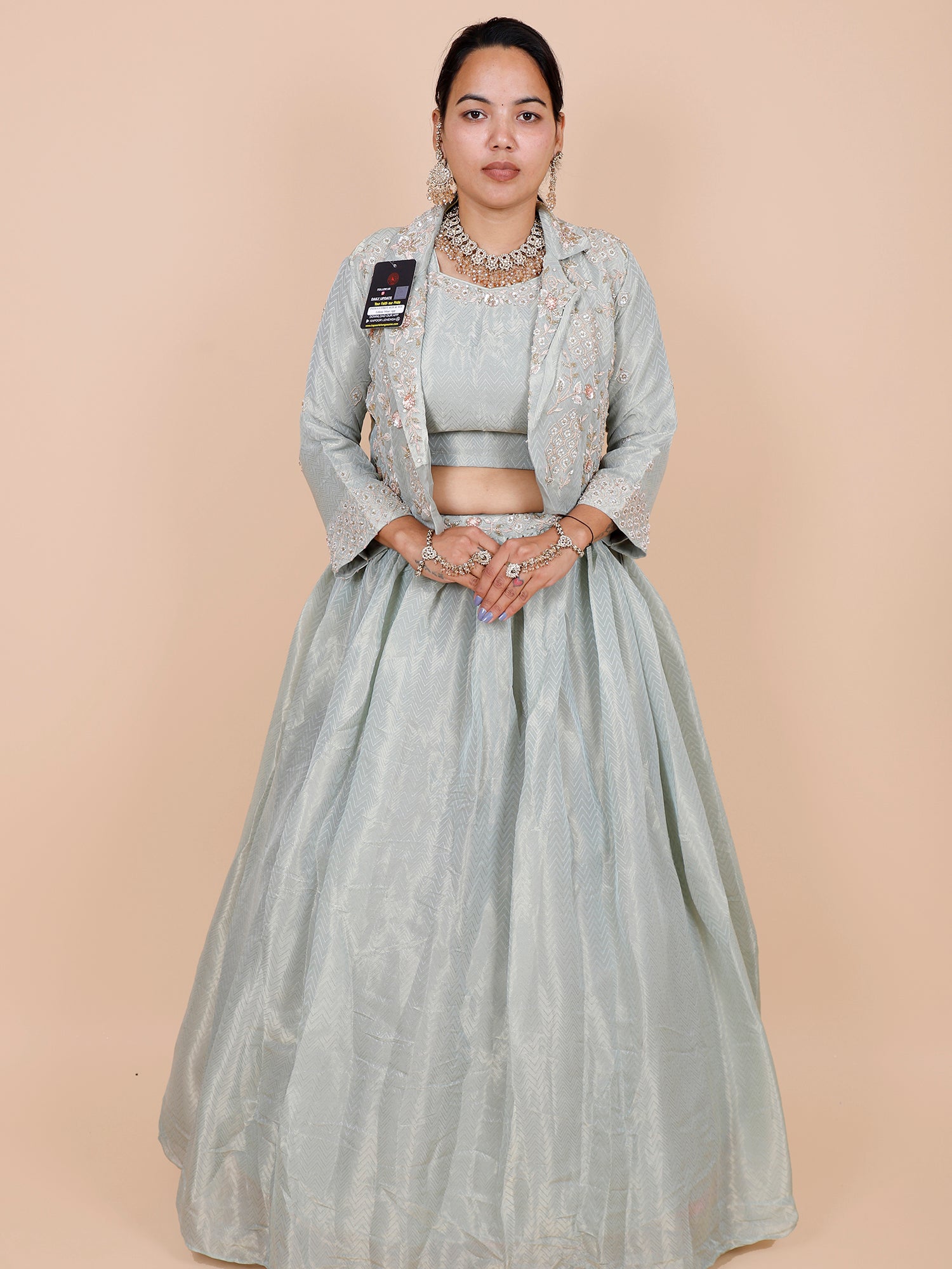 Grey Shimmer Silk Indo Western