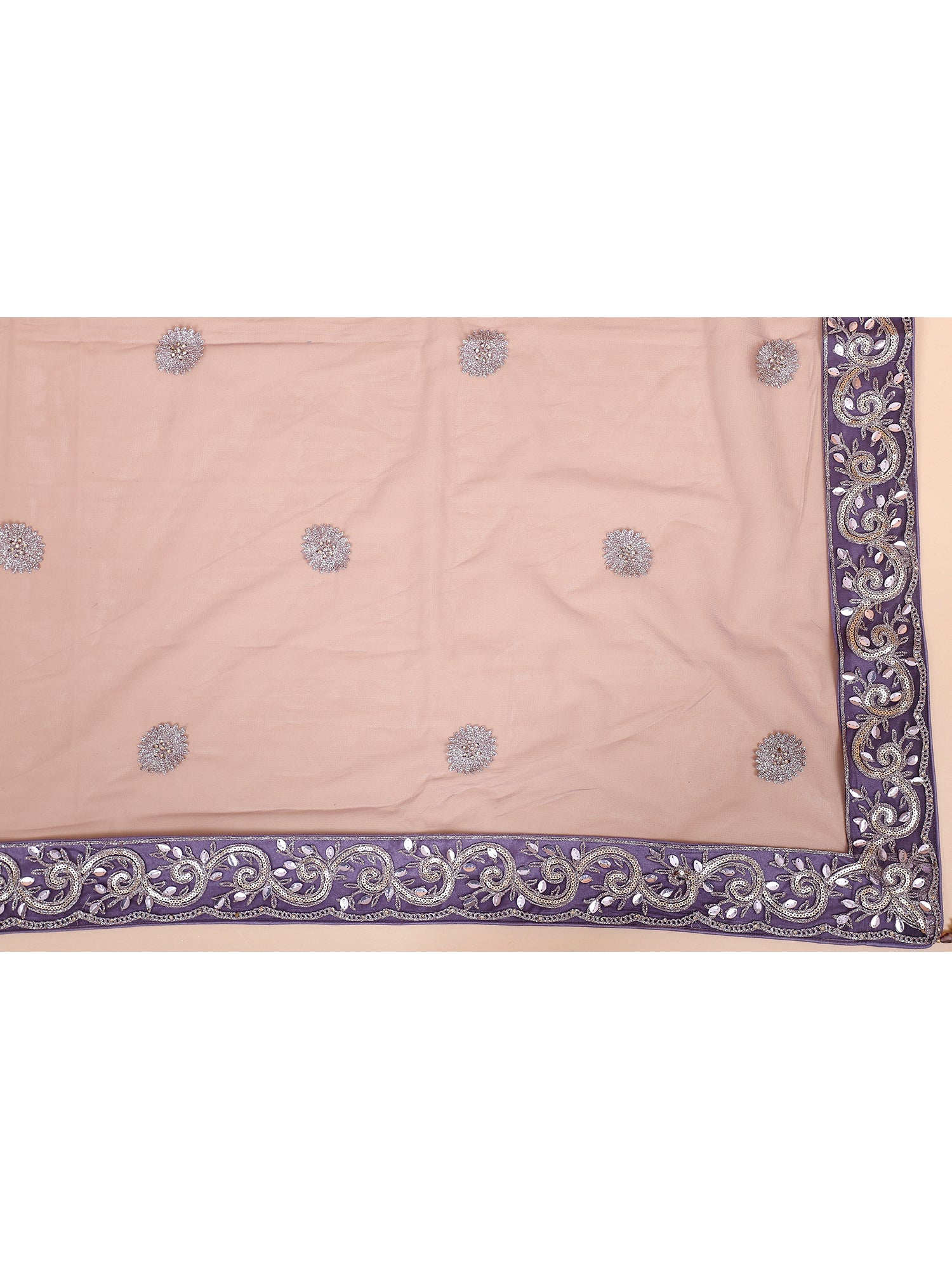 Lavender Net Indo-Western Outfit with Thread