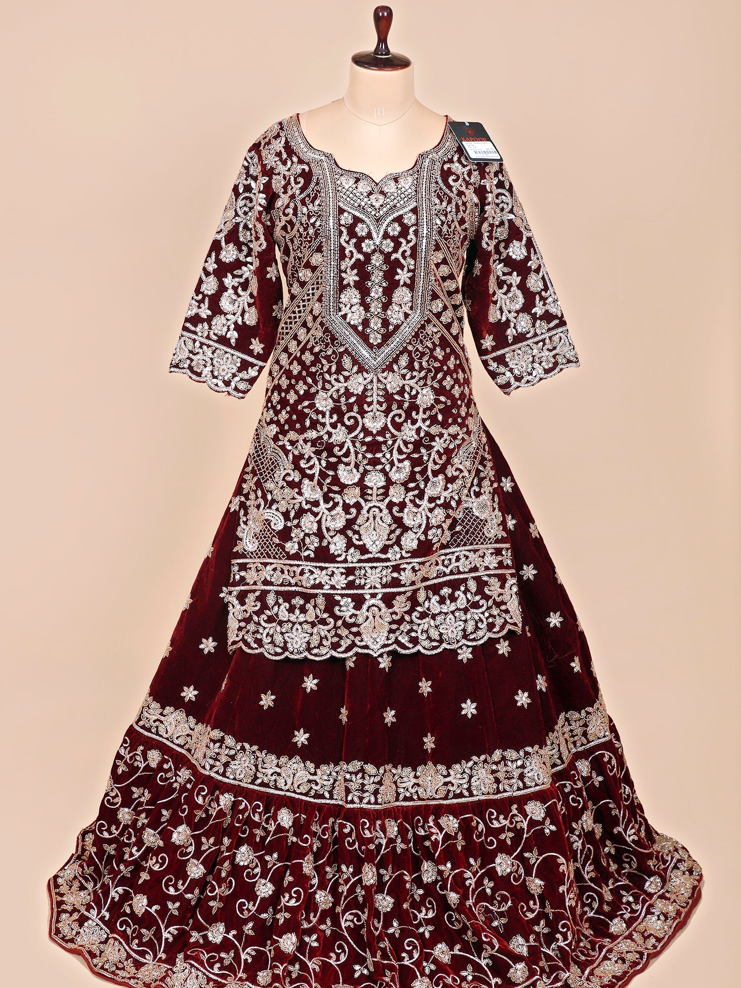 Maroon Velvet pakistani Bridal Lehenga