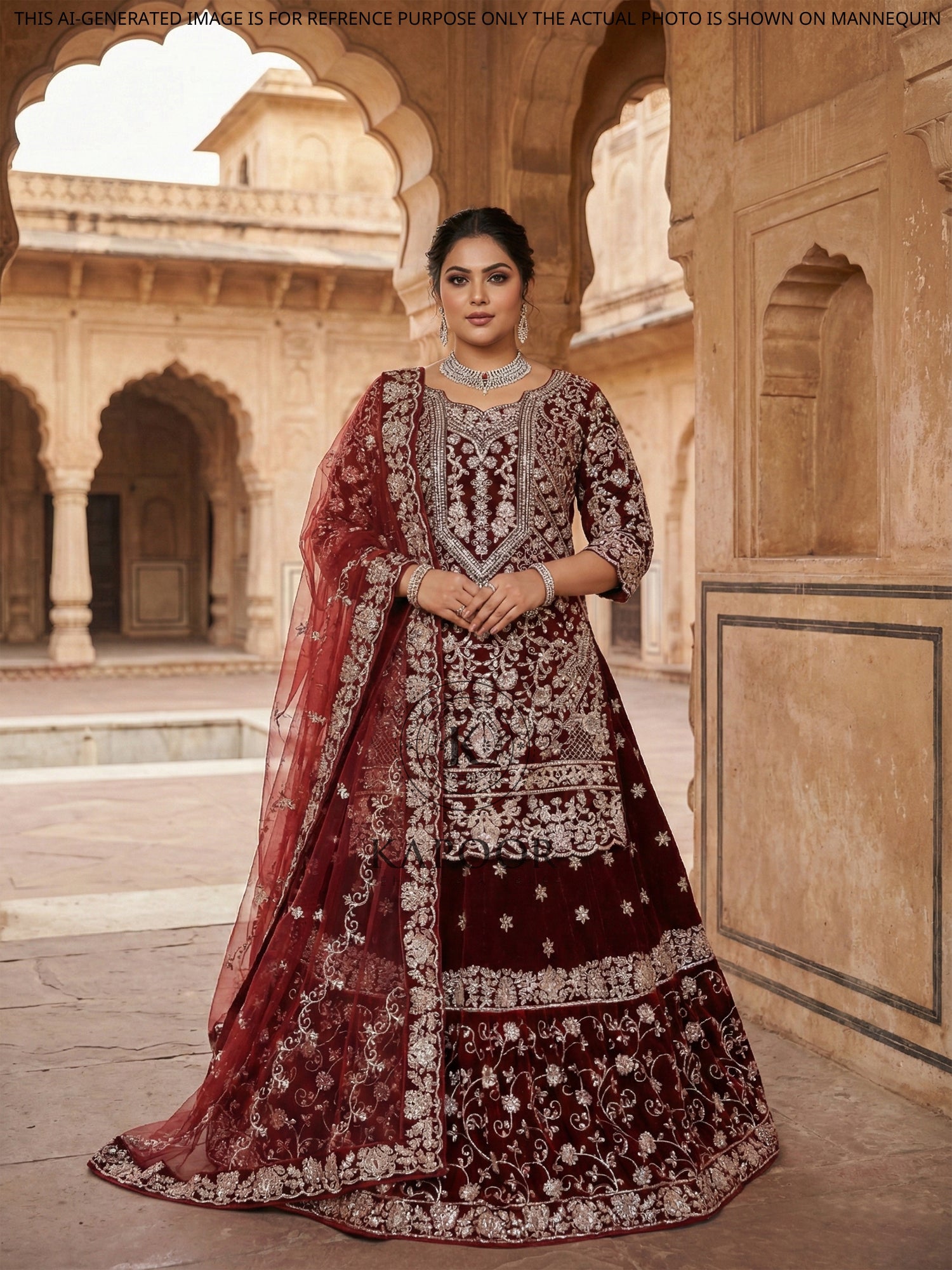 Maroon Velvet pakistani Bridal Lehenga <!-- – Kapoor Lehenga Saree-->