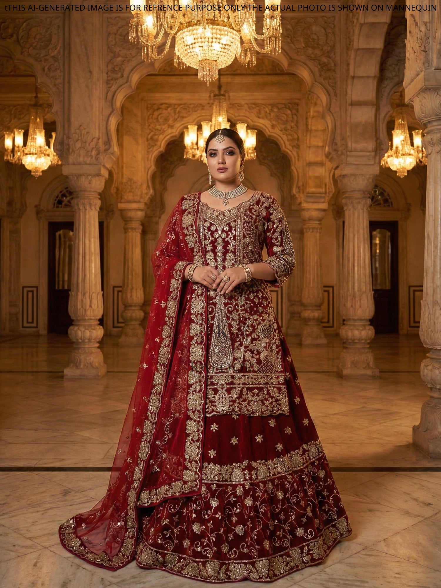 slim fit dress slacks Noorjehan – Order Bridal Gharara Set in Gold Tissue with Red Dupatta –  Pakistani Moda main image 1