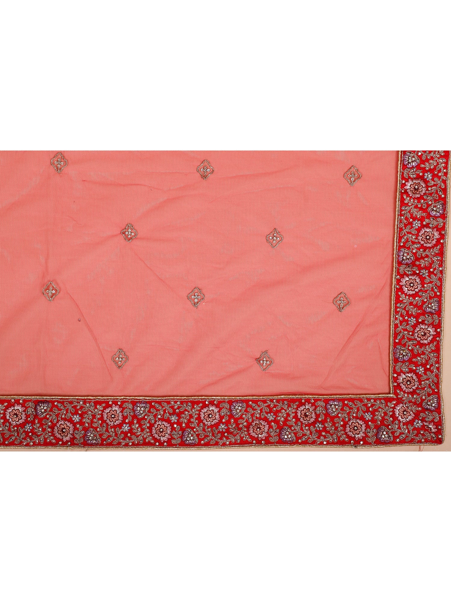 Red Silk Bridal Lehenga with Sequins, Thread
