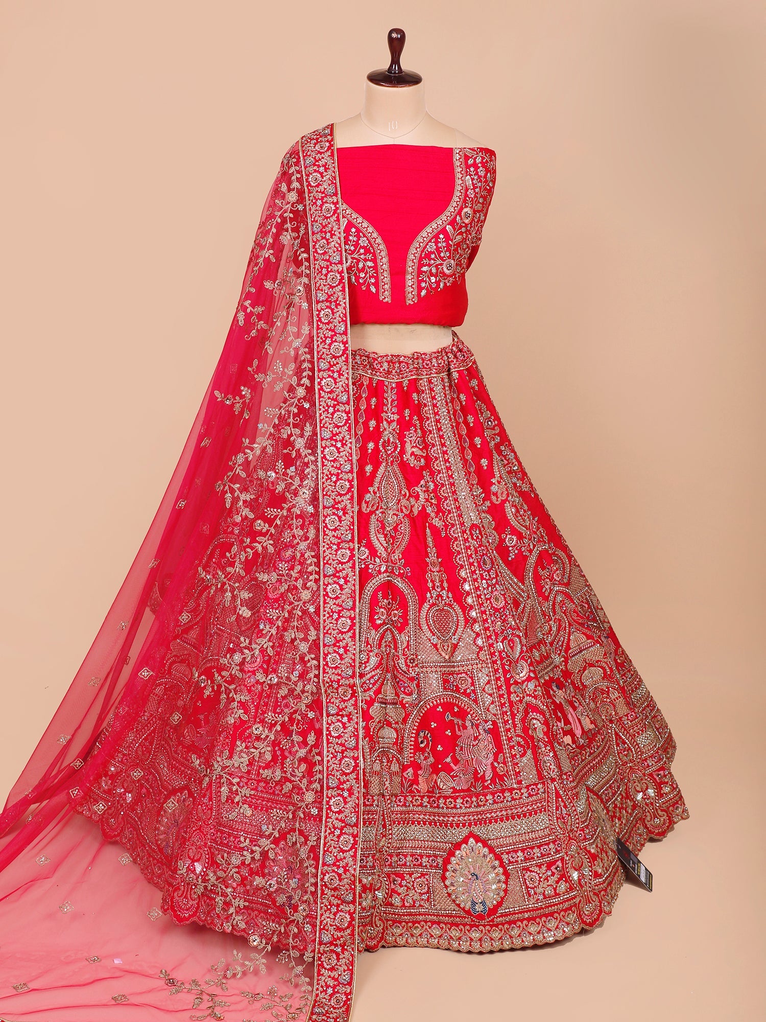 Rani Silk Lehenga with Sequins, Thread