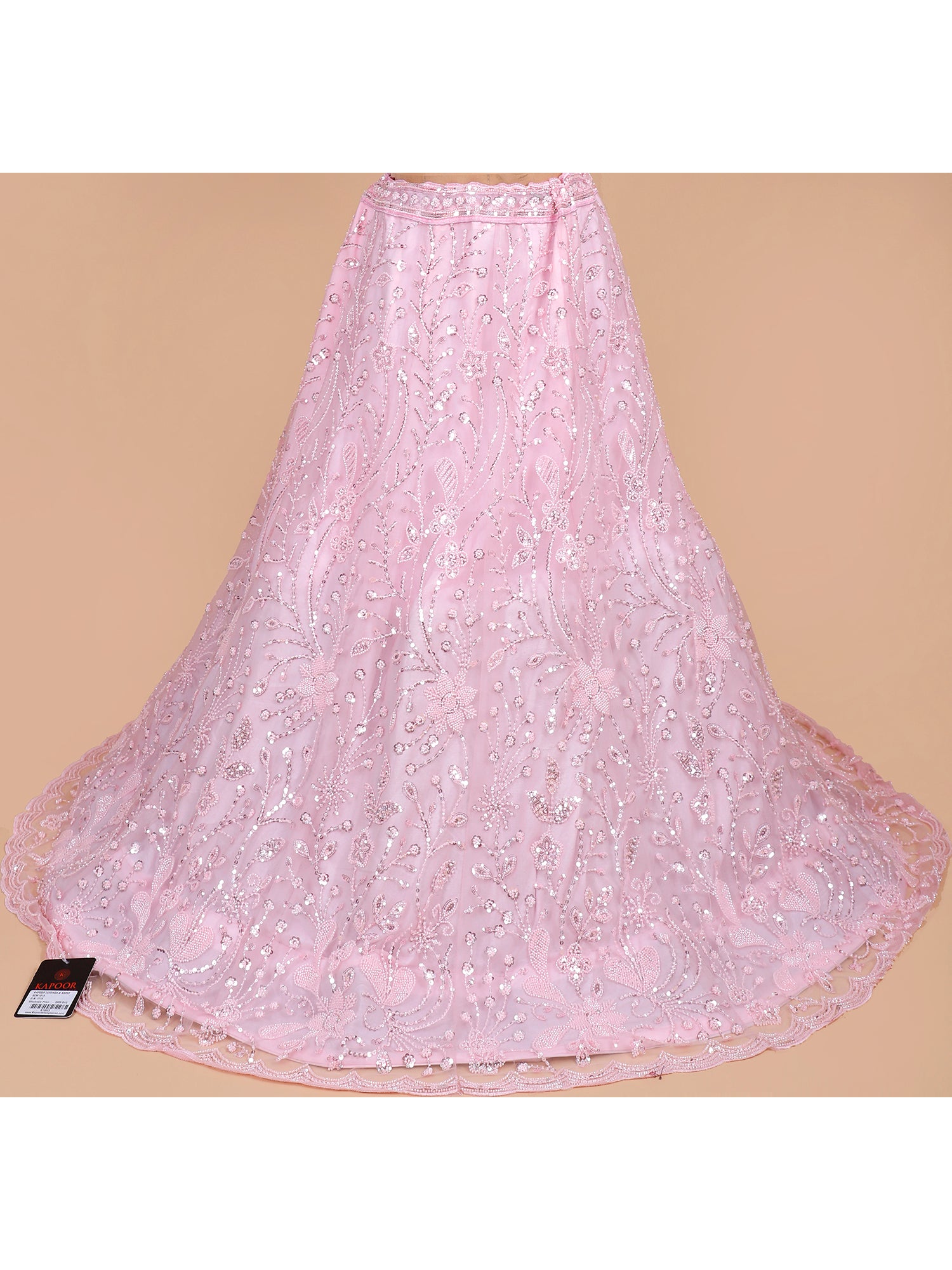 Baby Pink Silk Lehenga with Beads