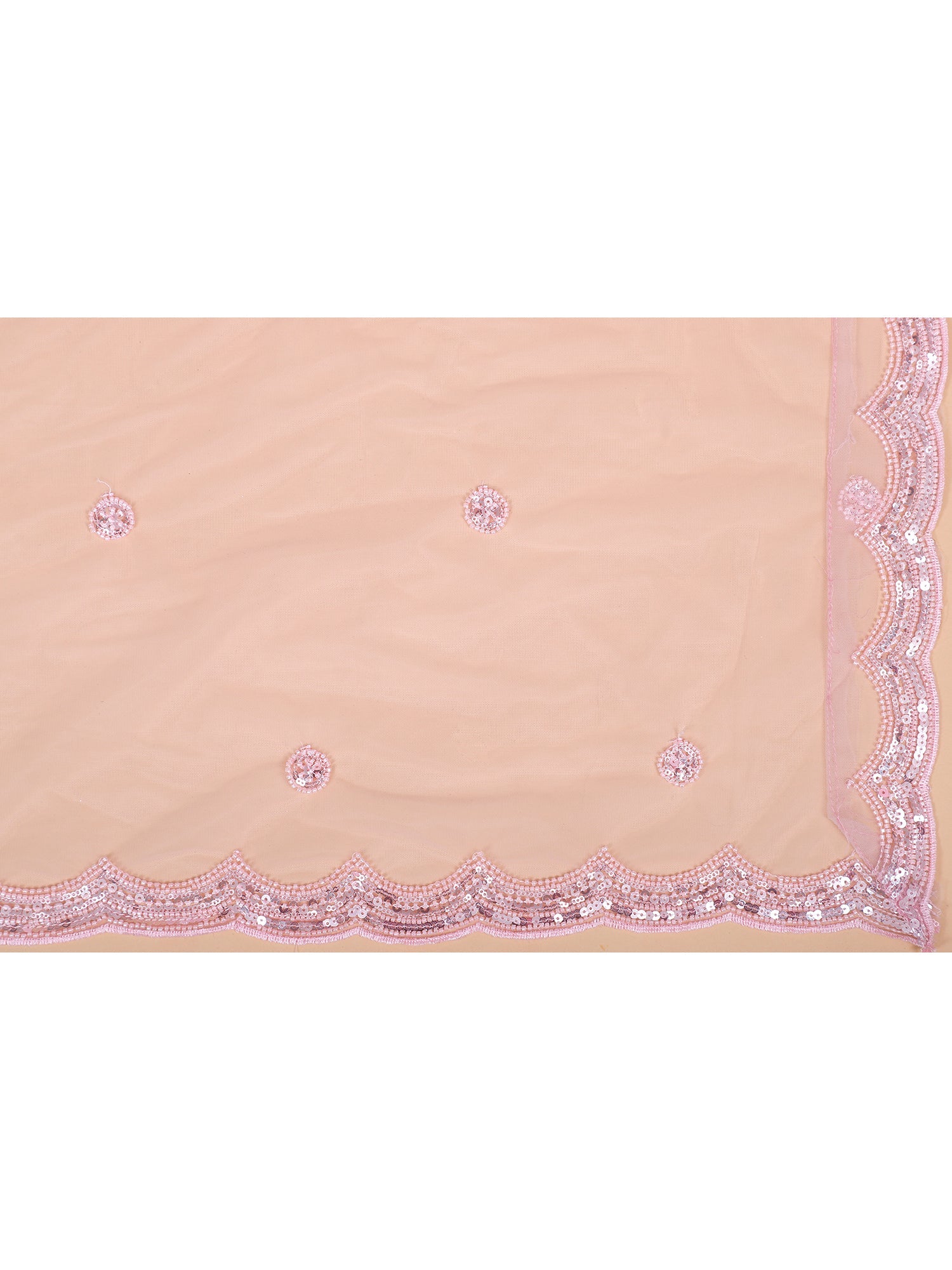 Baby Pink Silk Lehenga with Beads