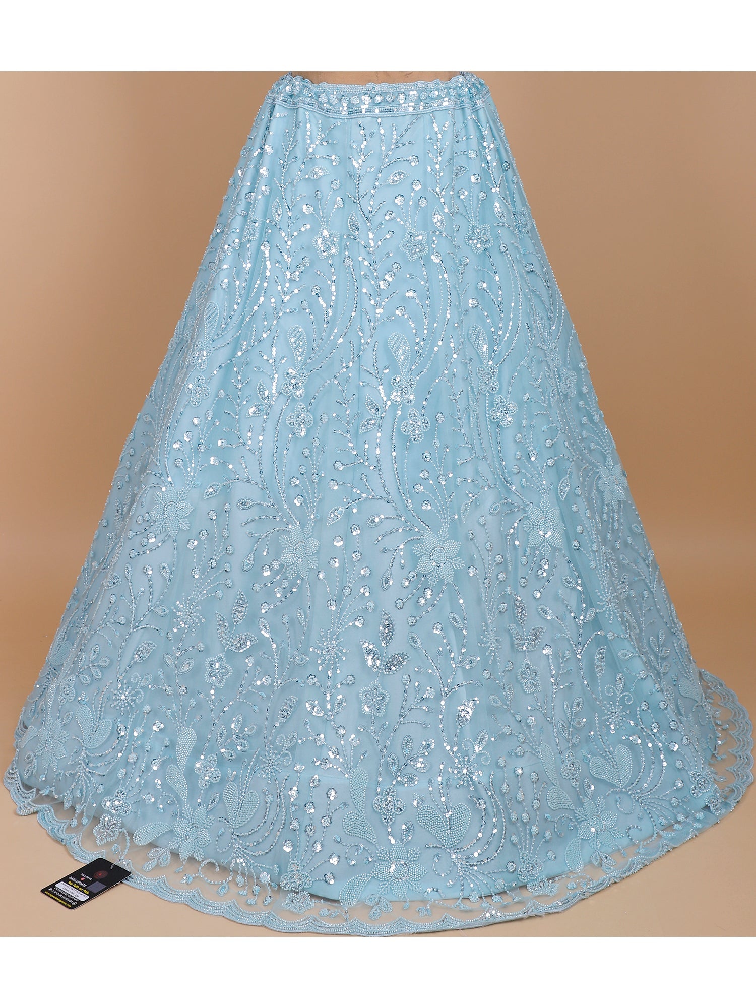 Sky Blue Silk Lehenga with Beads