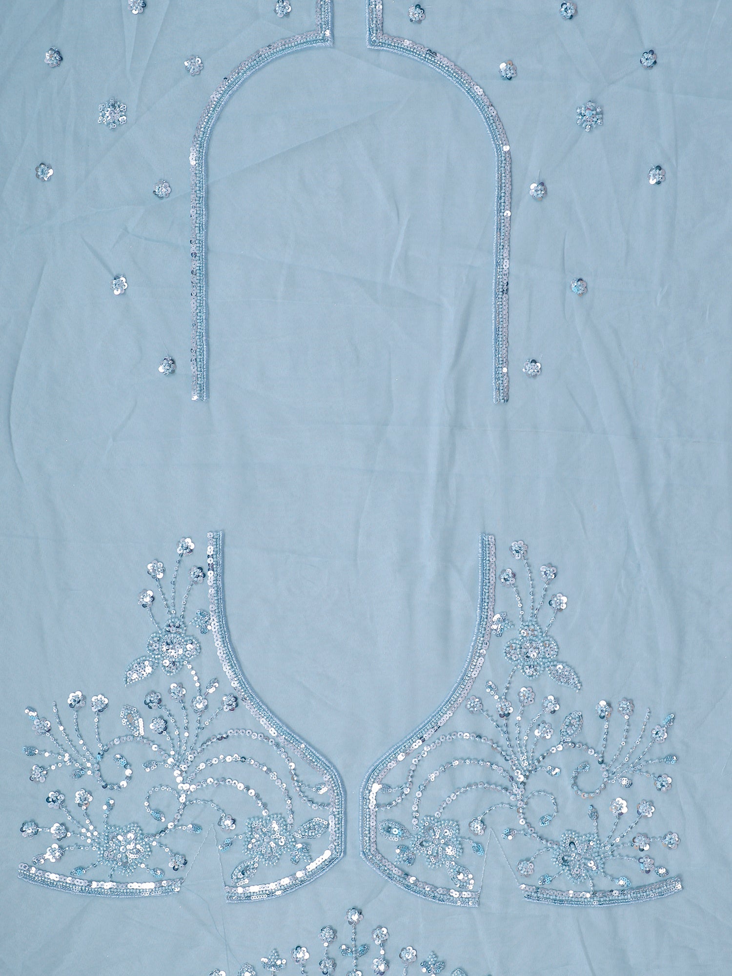 Sky Blue Silk Lehenga with Beads