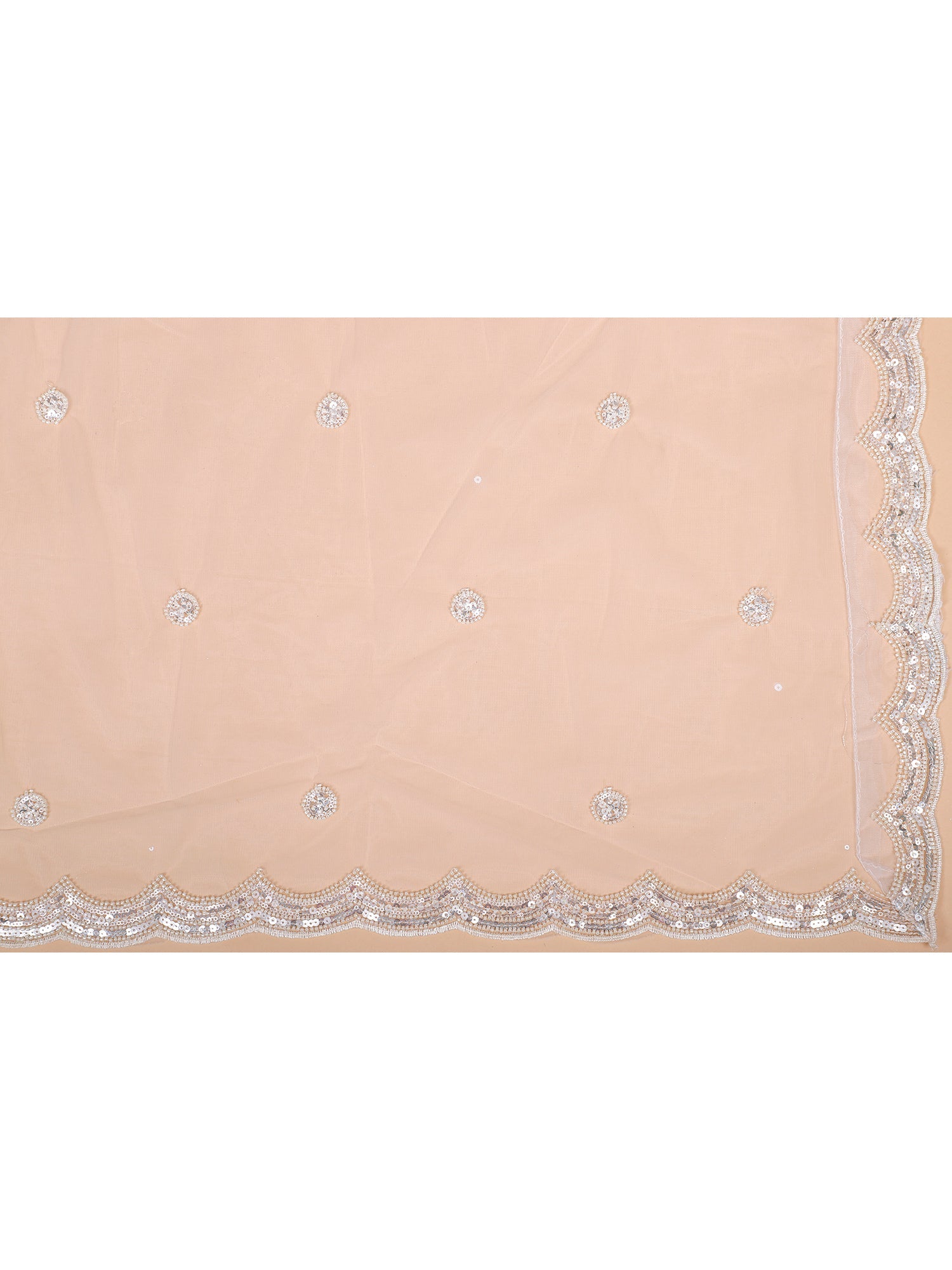 White Silk Lehenga with Beads & Sequins