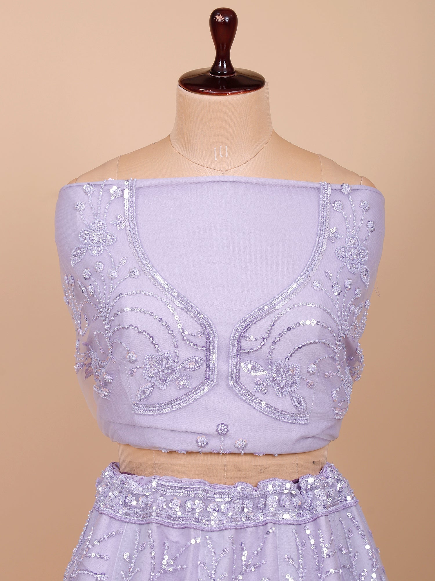 Lavender Silk Lehenga with Beads