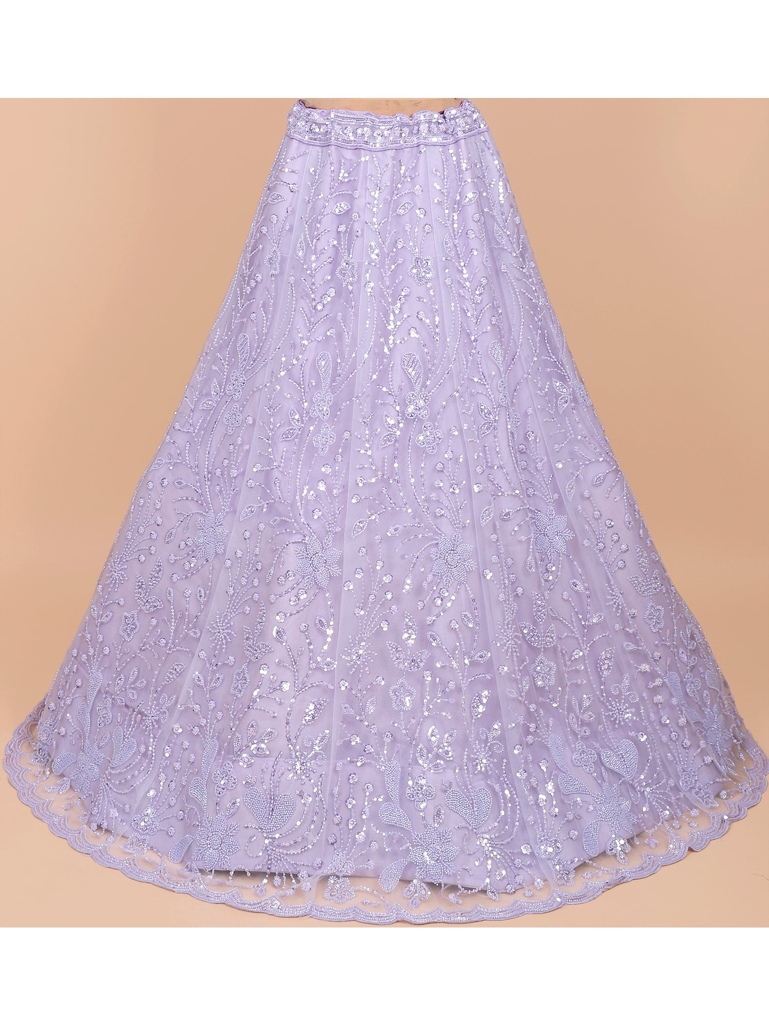 Lavender Silk Lehenga with Beads