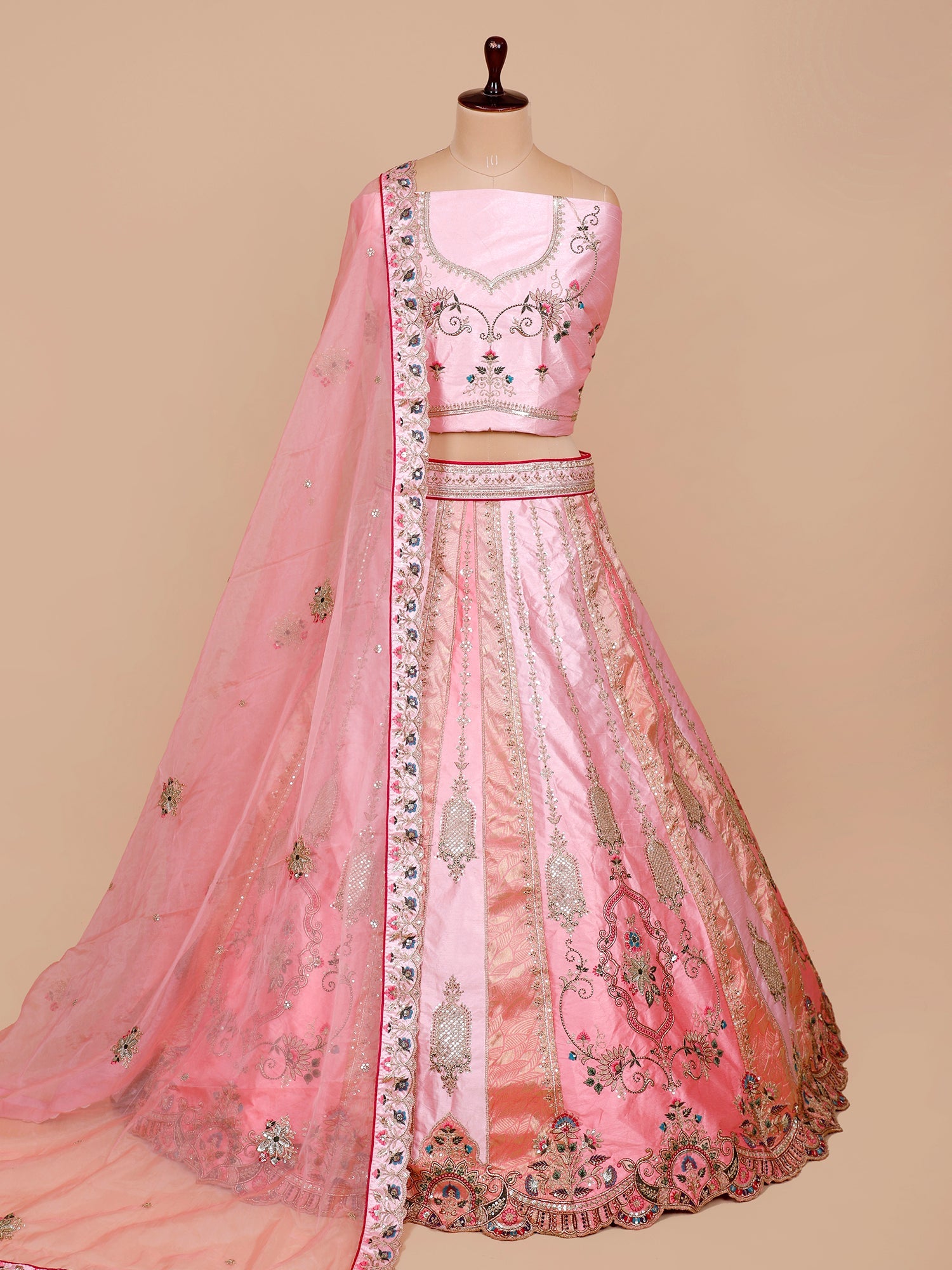 Pink Shade Silk Lehenga with Sequins