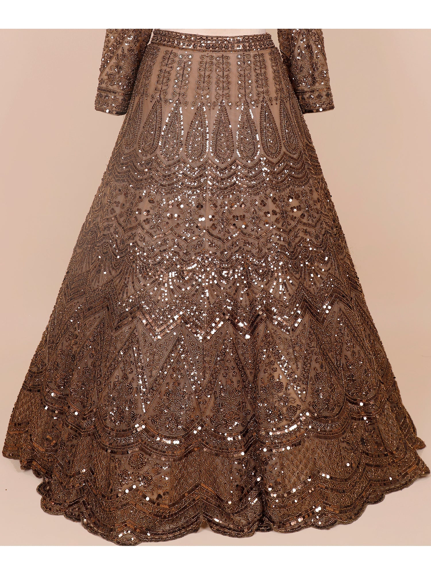 Bronze Net Croptop with Beads & Sequins