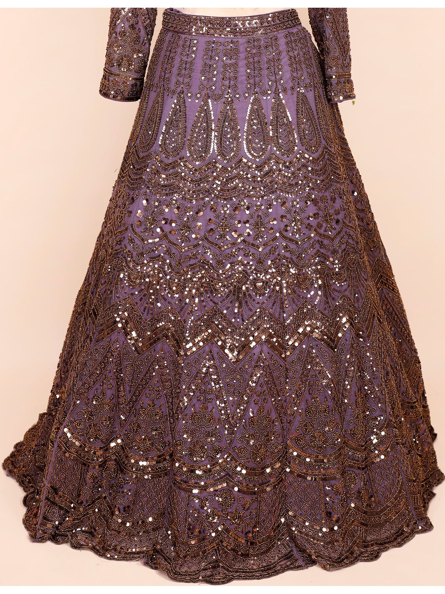 Purple-Bronze Net Croptop with Beads