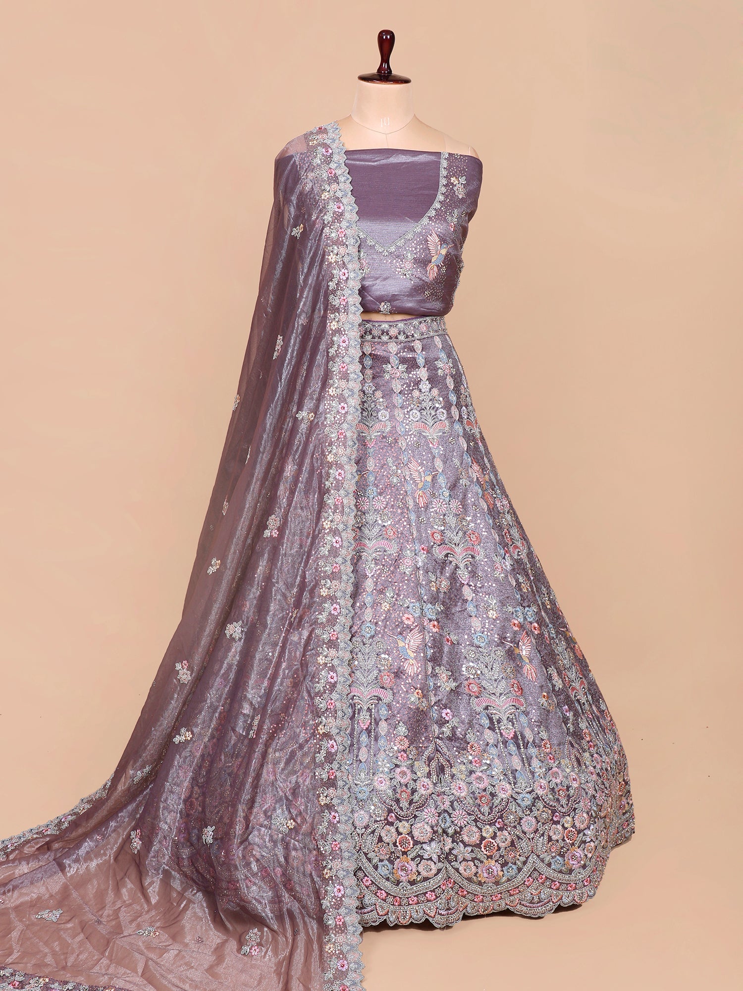 Lavender Jimmy Choo Lehenga with Multi-Thread