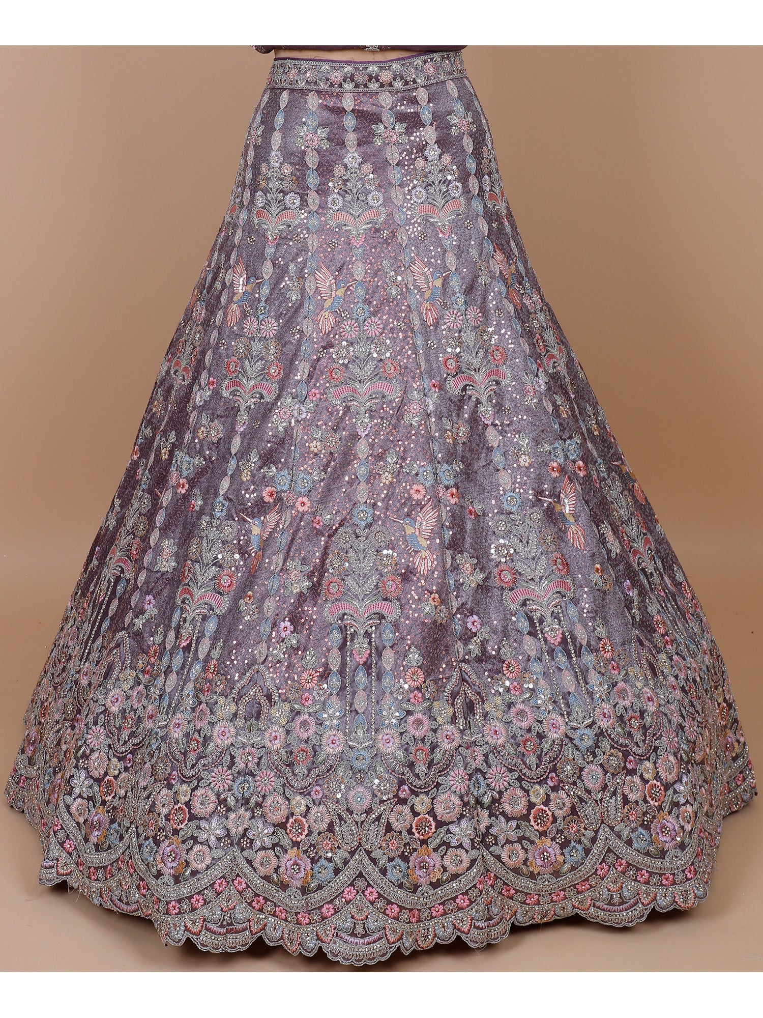 Lavender Jimmy Choo Lehenga with Multi-Thread