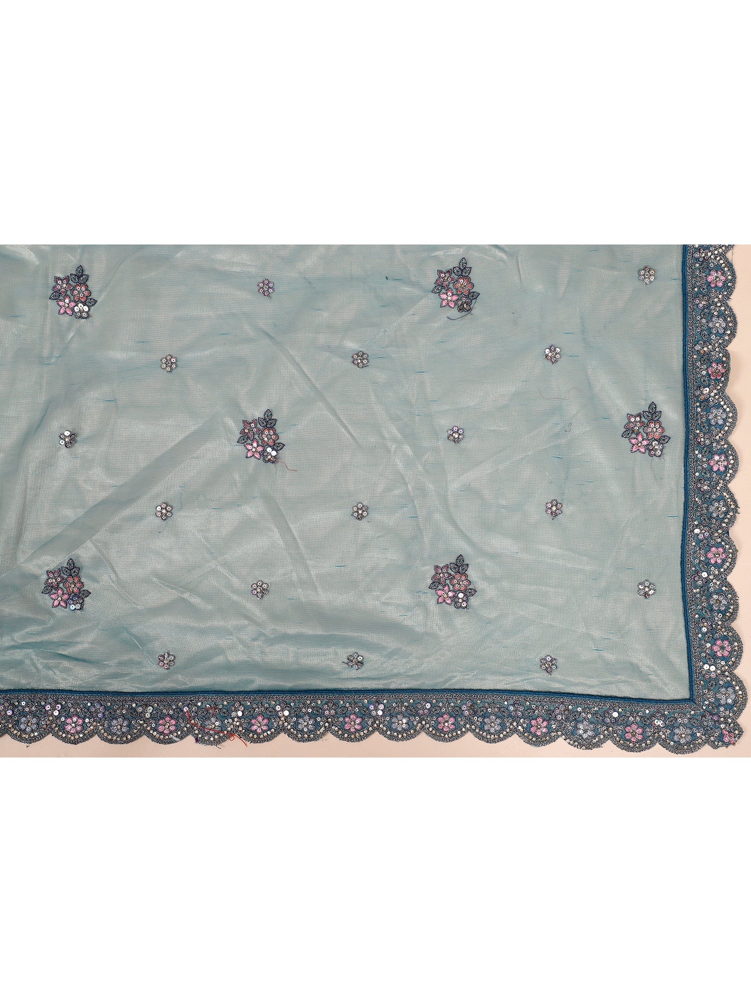 Rama Blue Shimmer Silk Lehenga with Multi-Thread