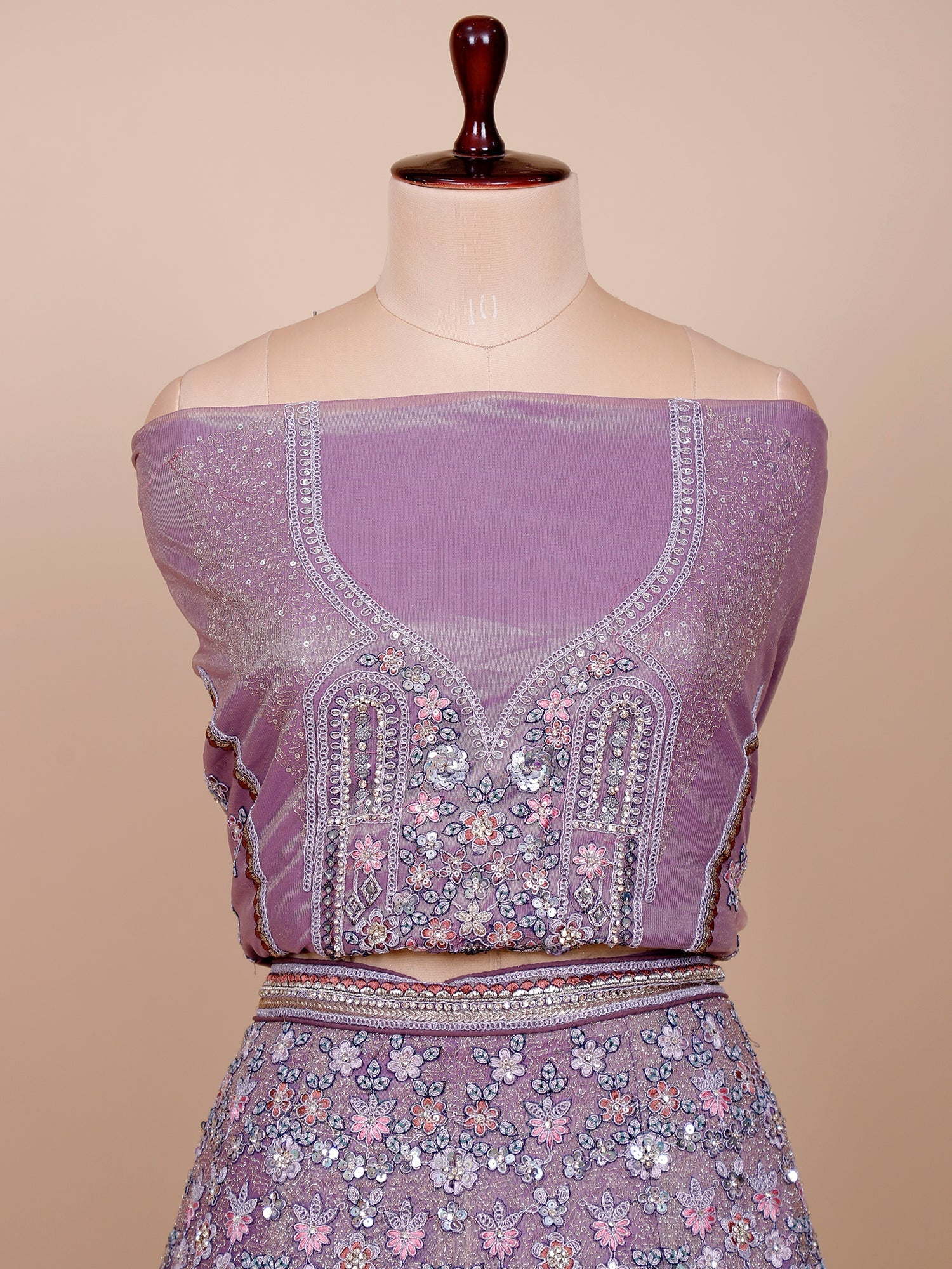 Lavender Shimmer Silk Lehenga with Multi-Thread