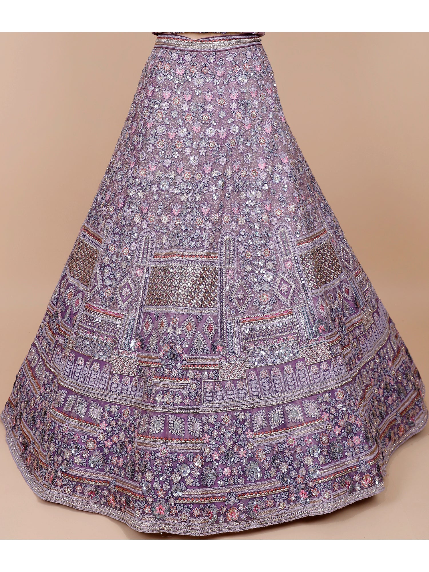 Lavender Shimmer Silk Lehenga with Multi-Thread