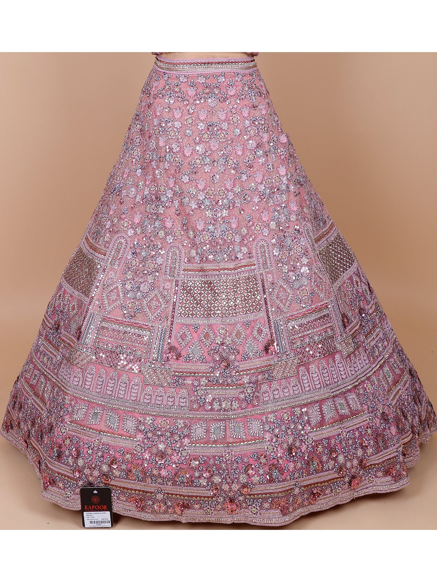Pink Shimmer Silk Lehenga with Multi thread