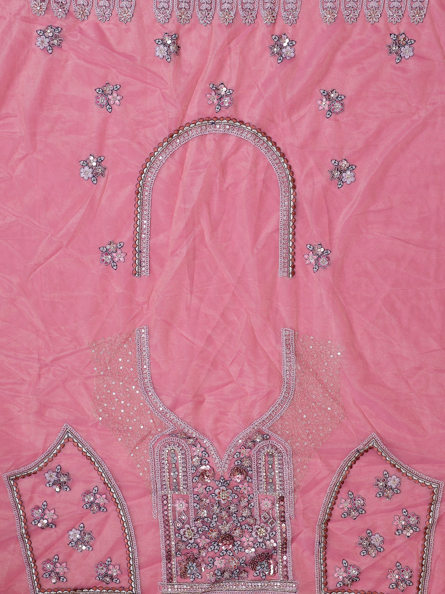 Pink Shimmer Silk Lehenga with Multi thread