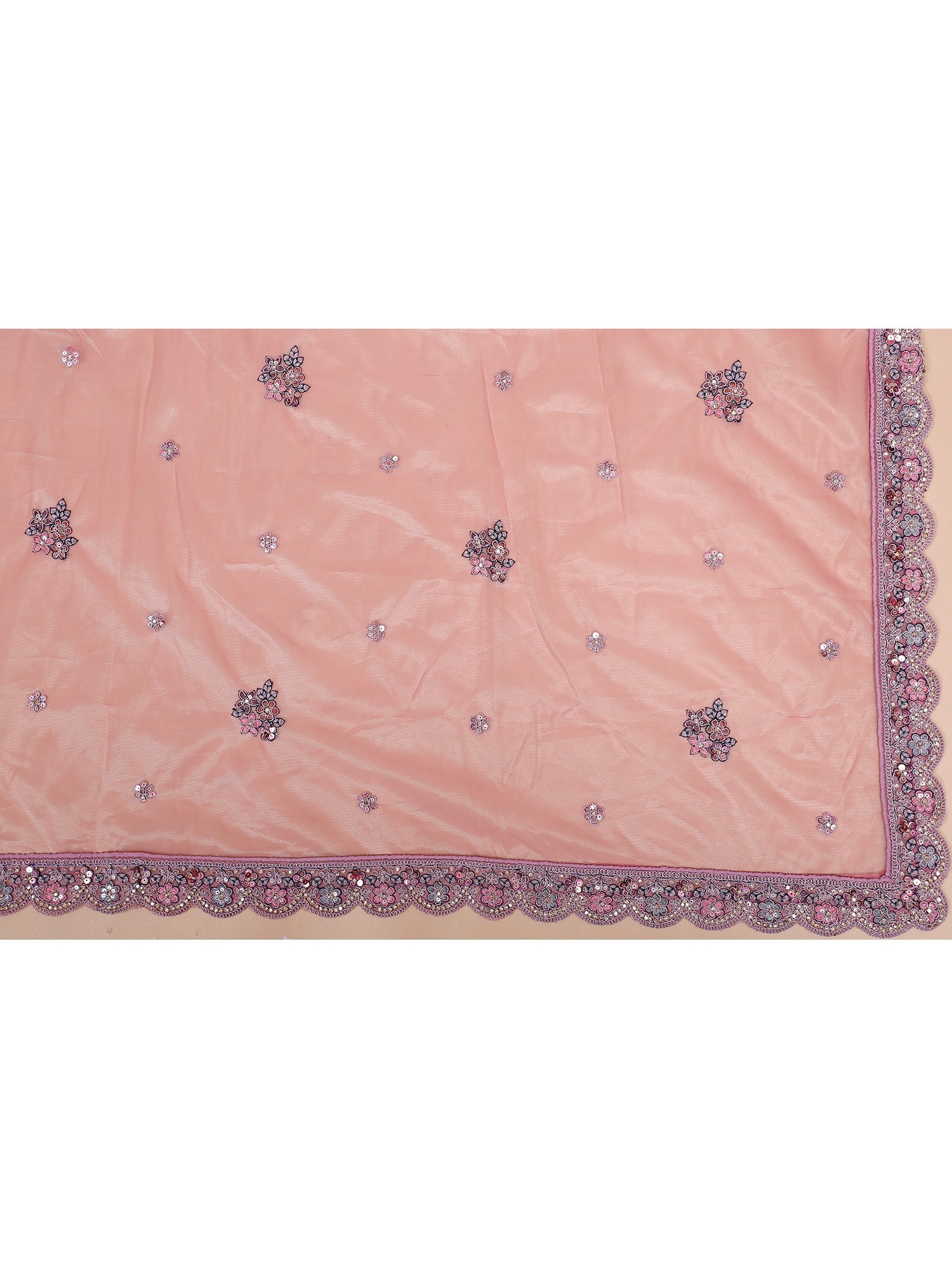 Pink Shimmer Silk Lehenga with Multi thread