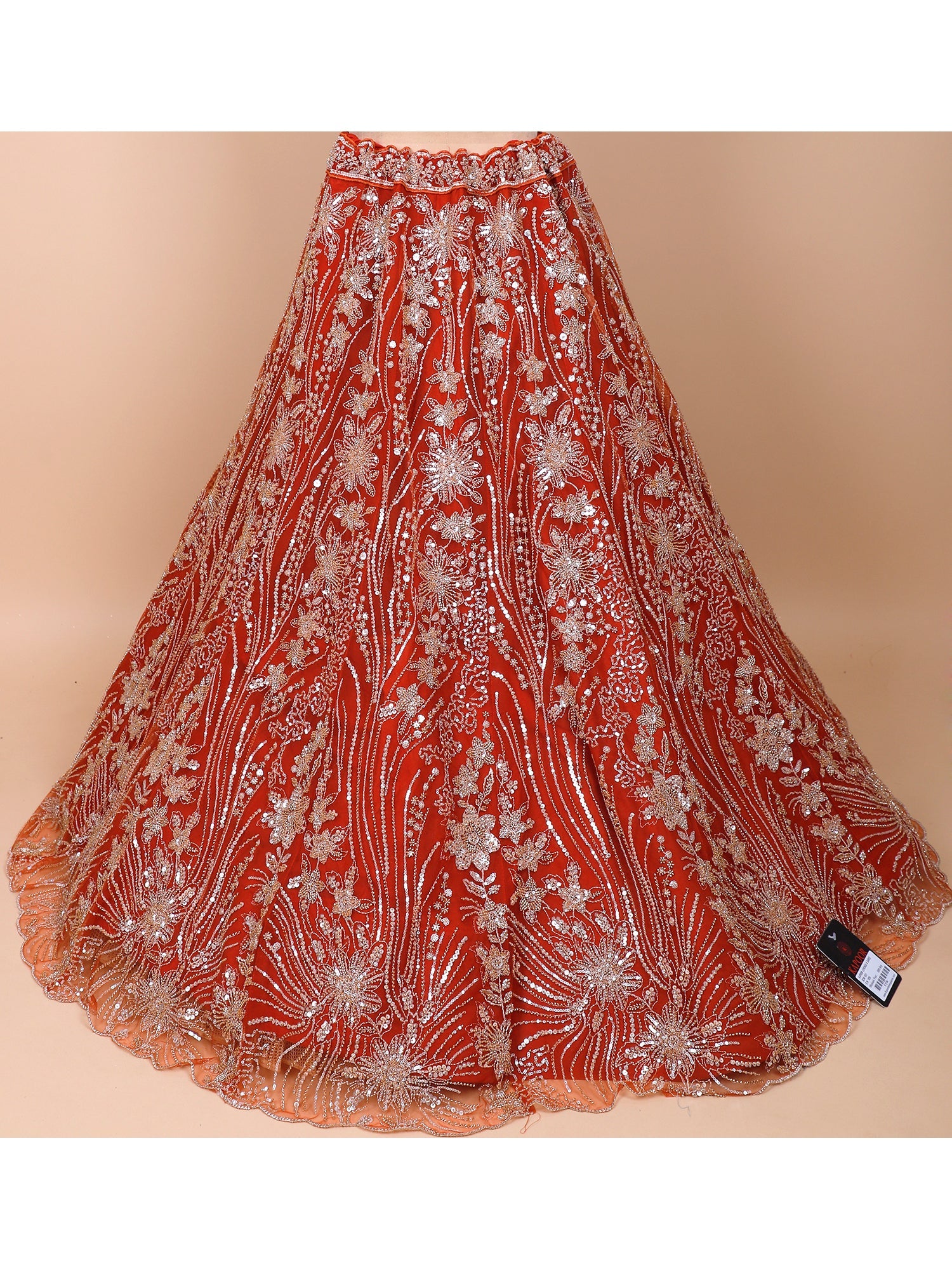 Rust Net Croptop with Beads & Sequins