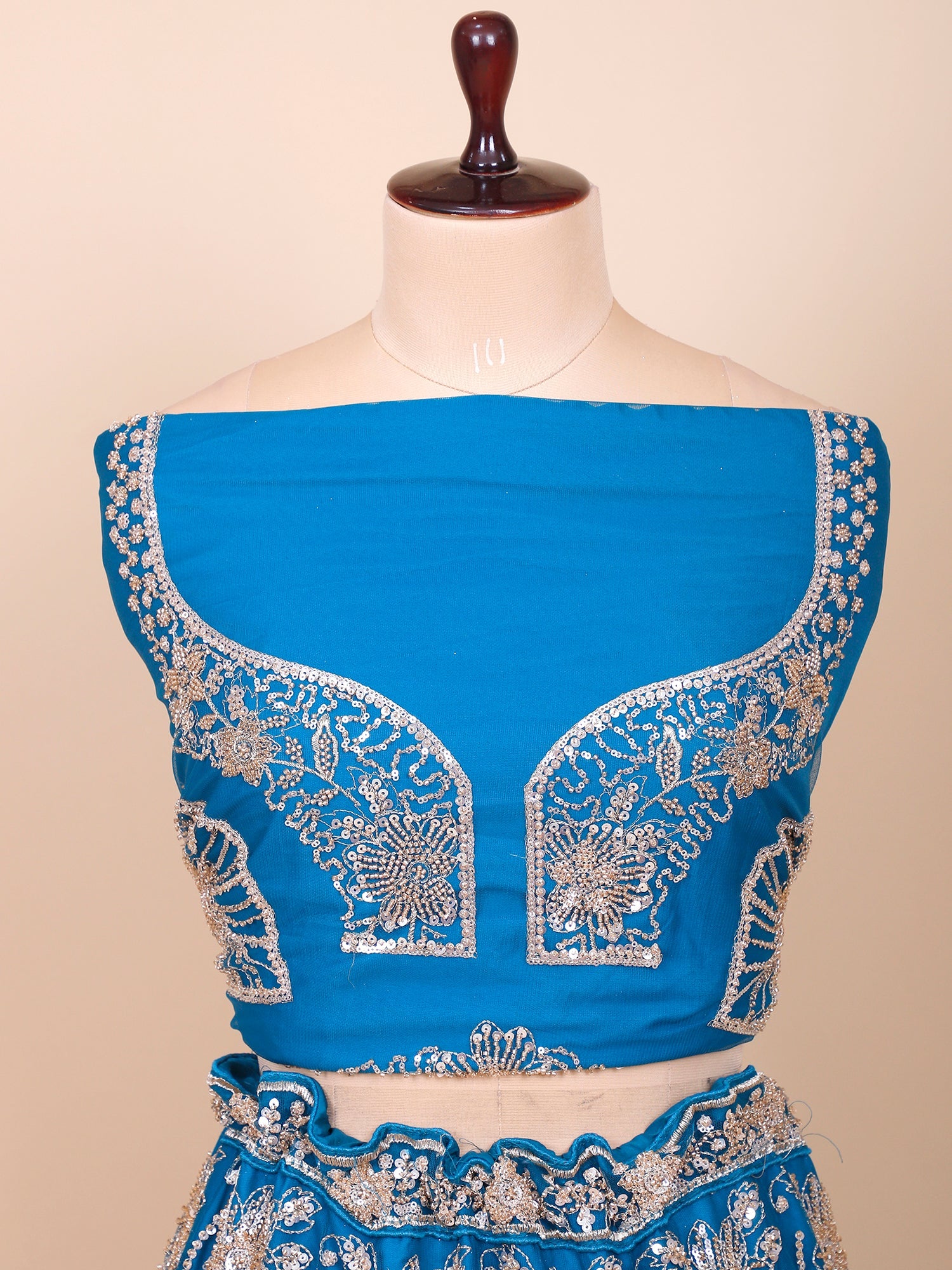 Royal Blue Net Croptop with Beads