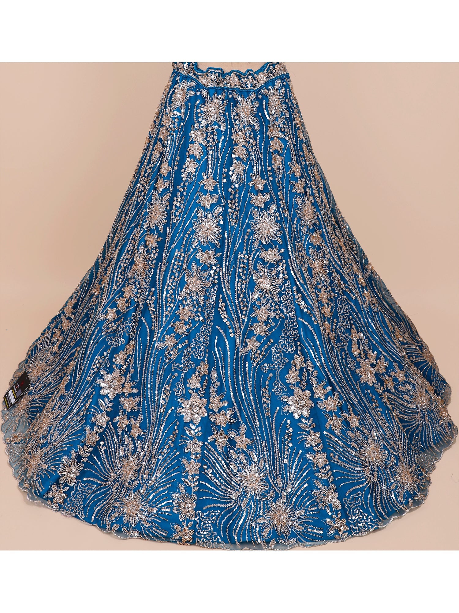 Royal Blue Net Croptop with Beads