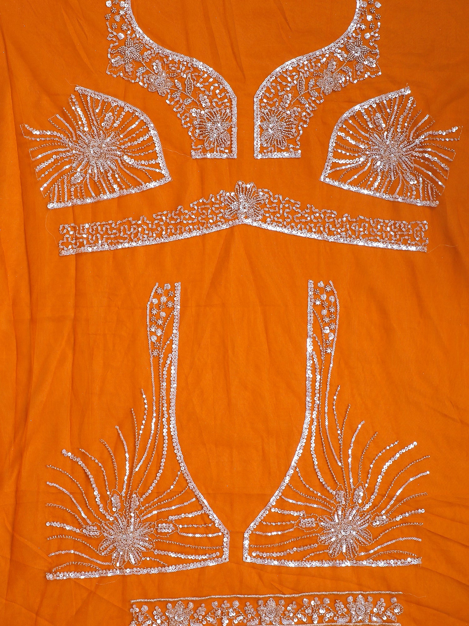 Orange Net Croptop with Beads & Sequins