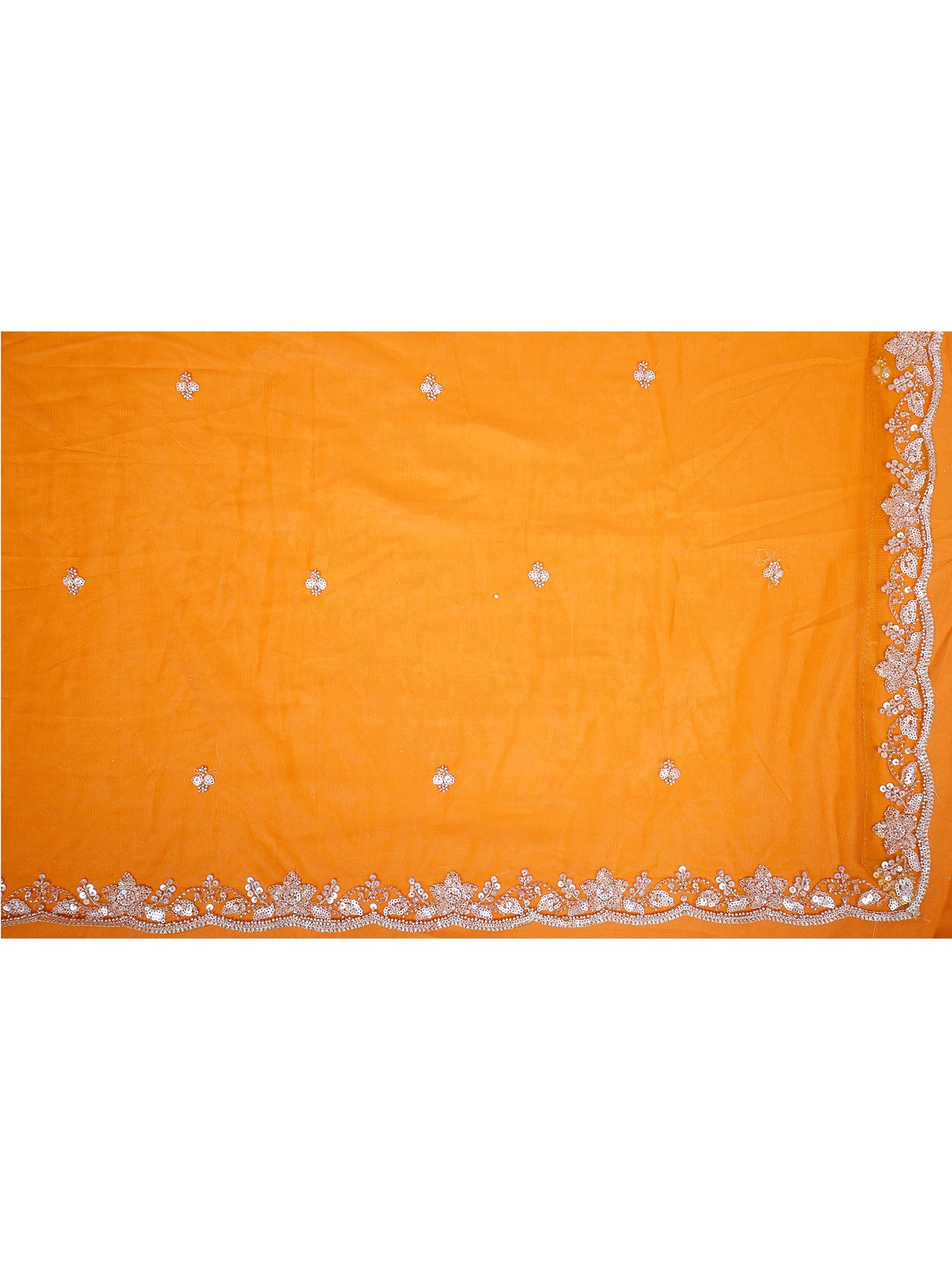 Orange Net Croptop with Beads & Sequins