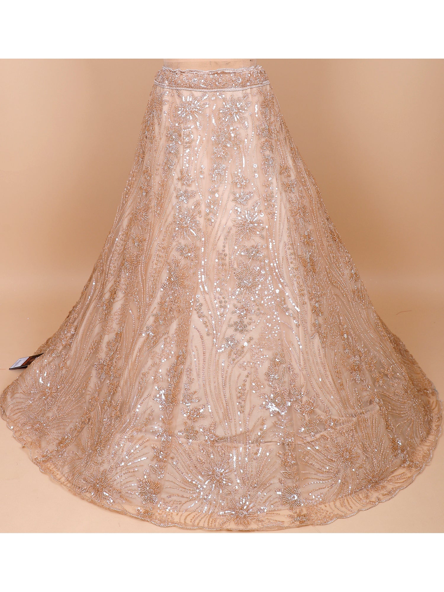 Bronze Net Croptop with Beads & Sequins