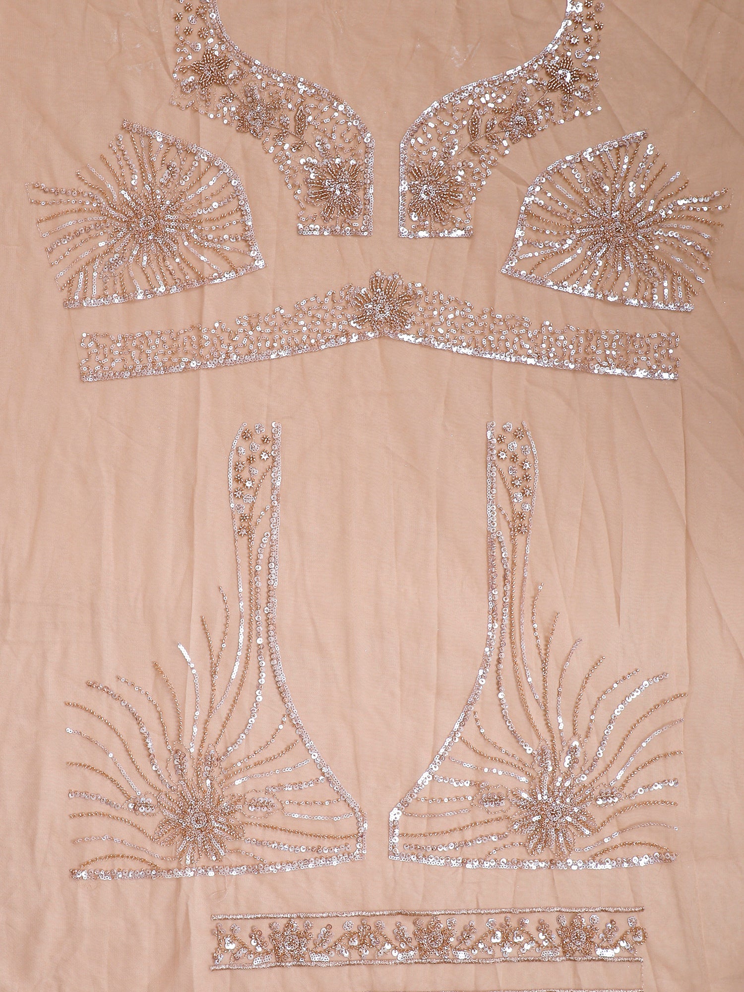 Bronze Net Croptop with Beads & Sequins