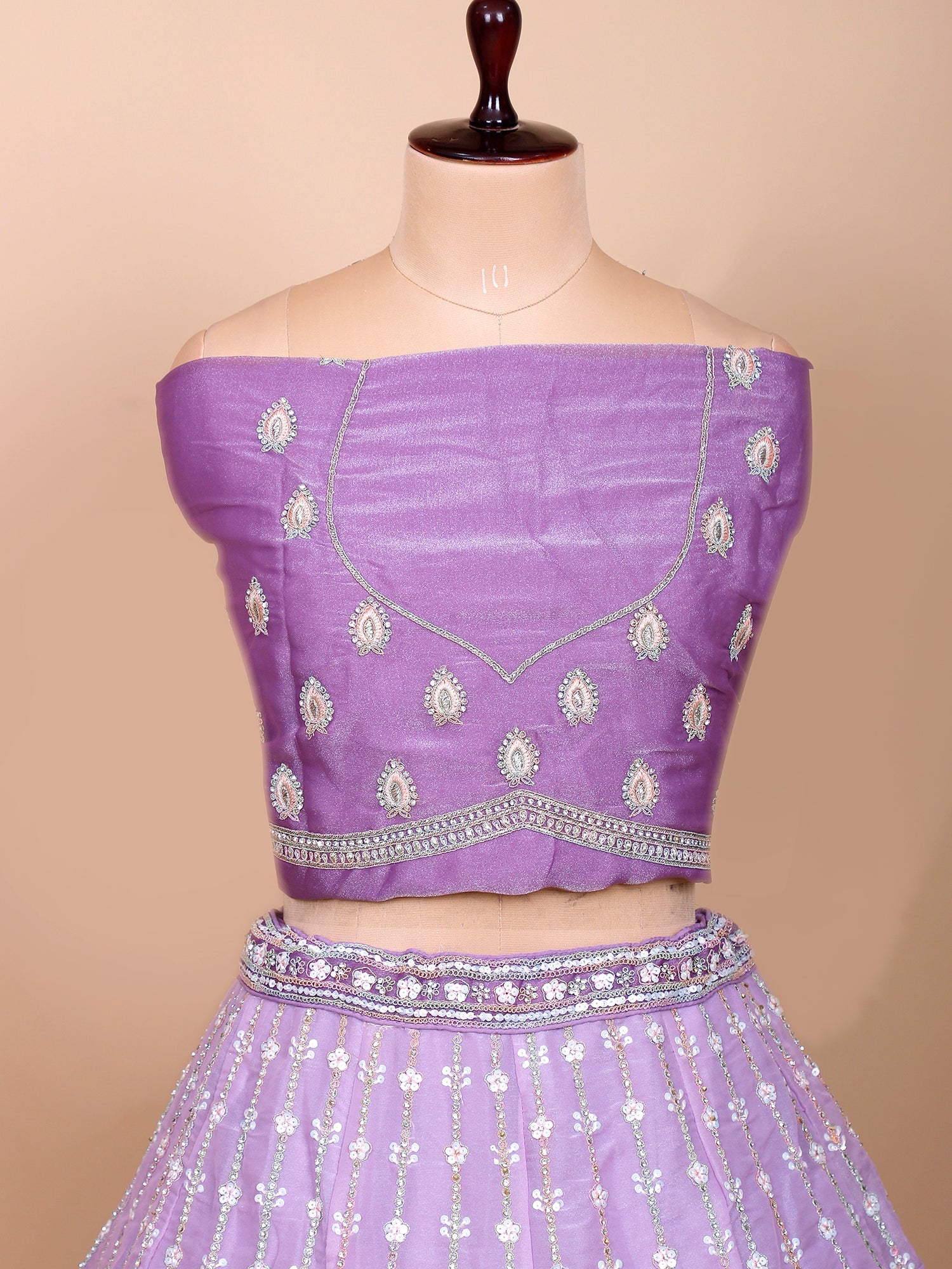 Lavender Shimmer Silk Lehenga with Thread