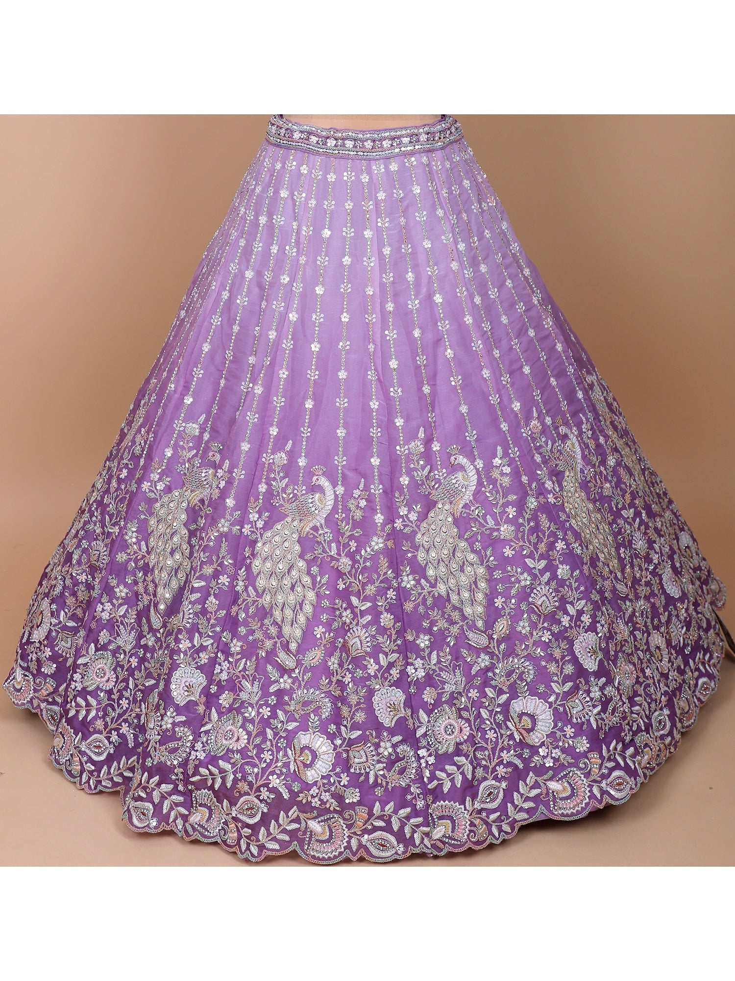 Lavender Shimmer Silk Lehenga with Thread