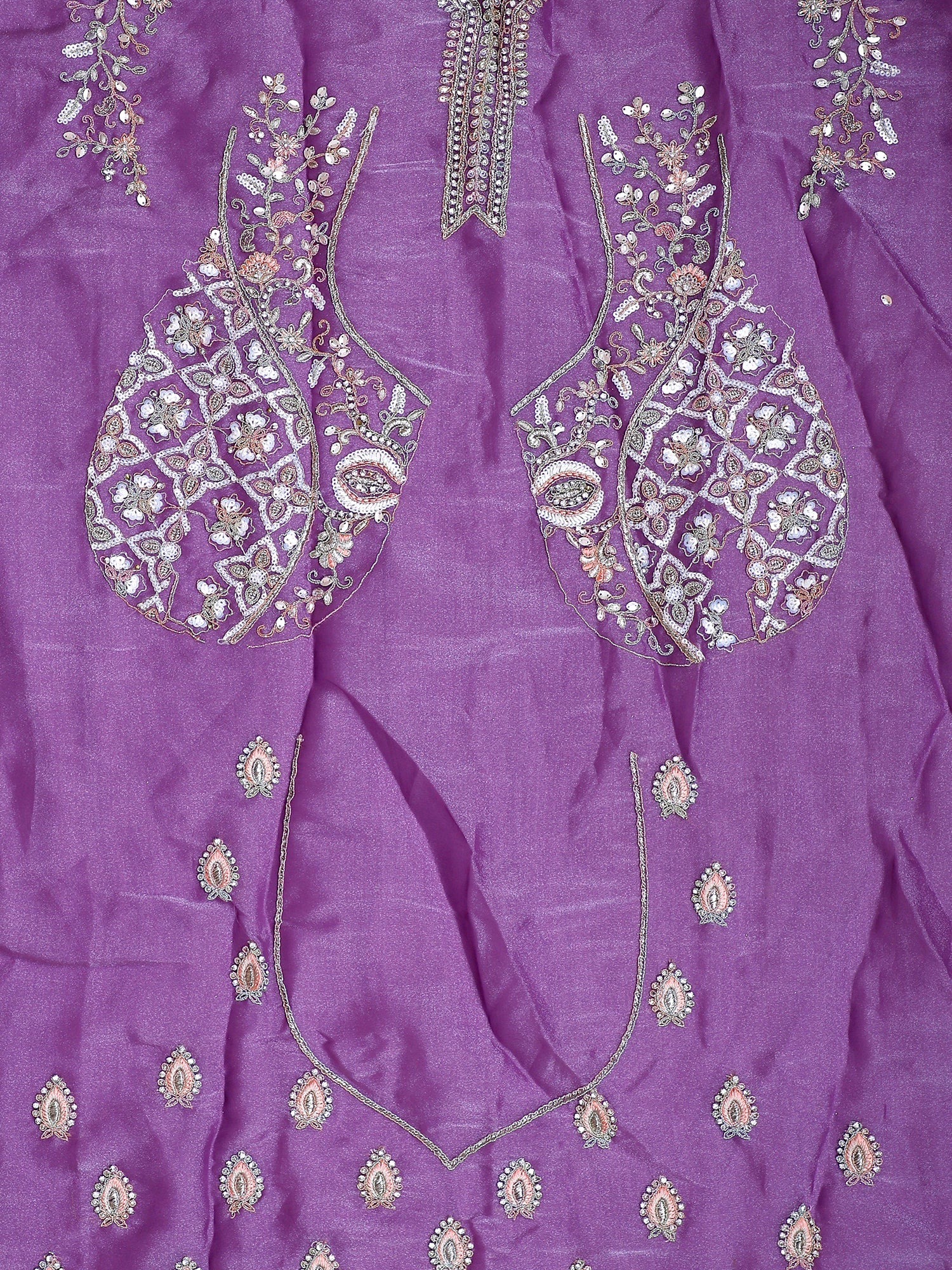Lavender Shimmer Silk Lehenga with Thread