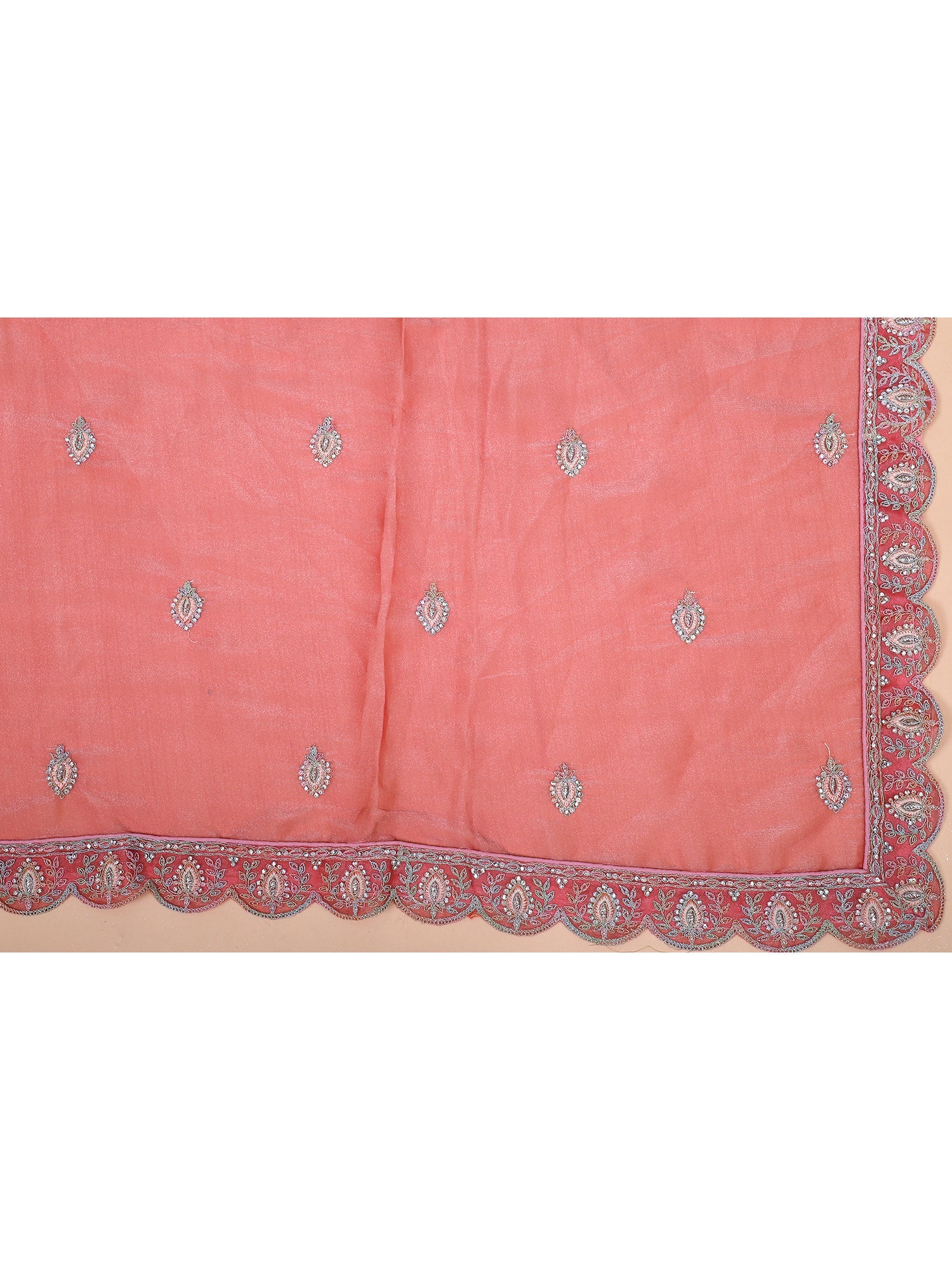 Pink Embroidered Net Sequins Lehenga