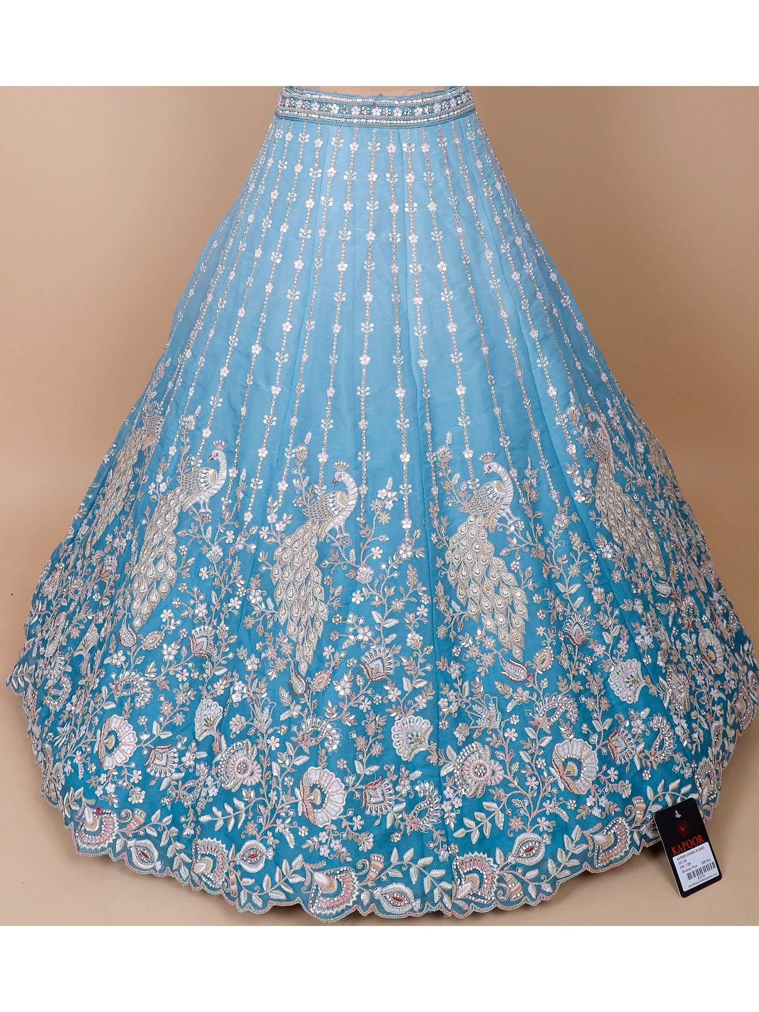 Blue Sequins Embroidered Net Lehenga