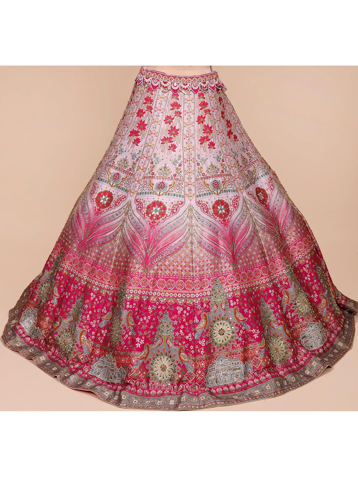 Multi-Color Banarasi Silk Lehenga with Embroidery